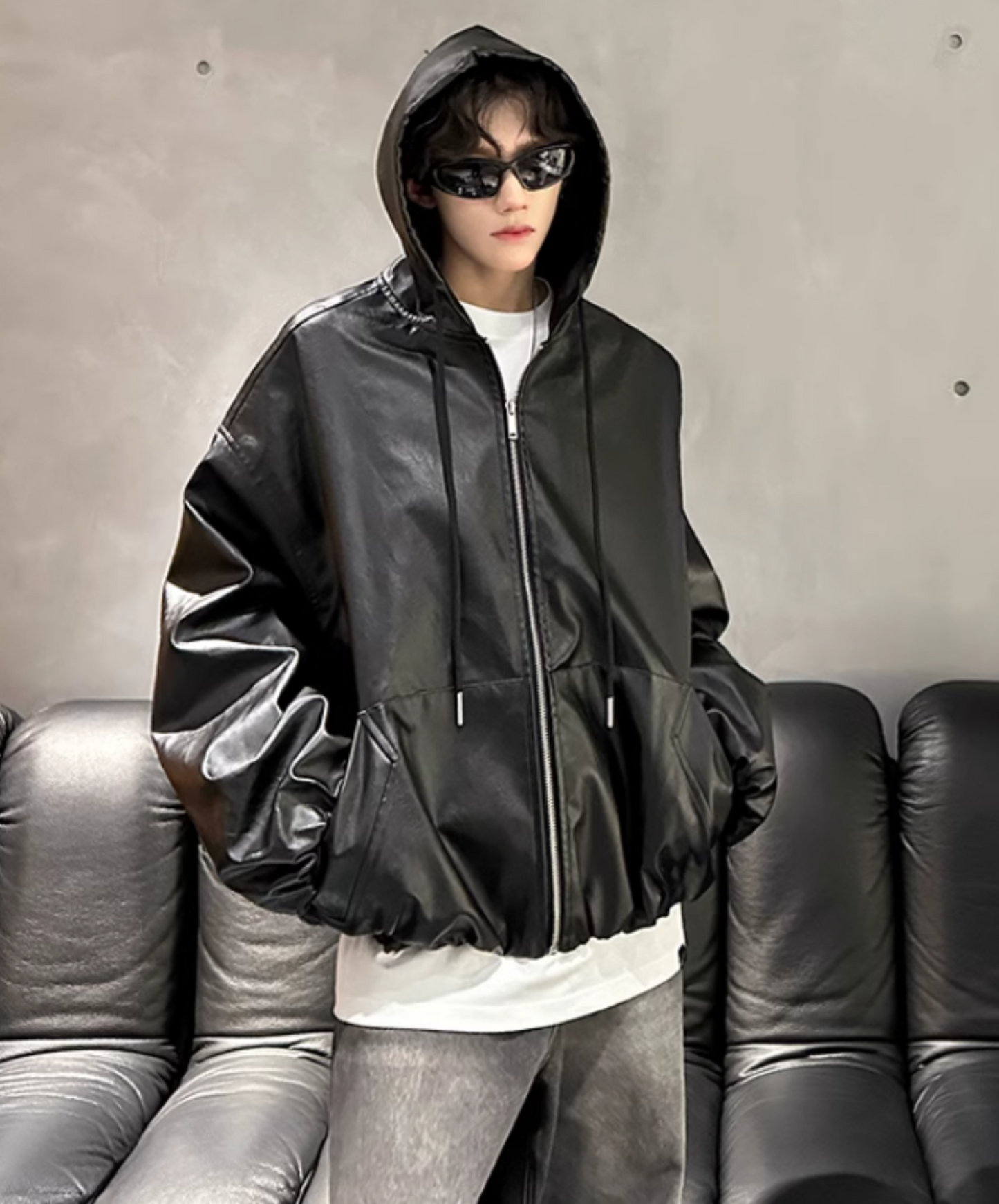 lantern sleeve leather jacket EN1859