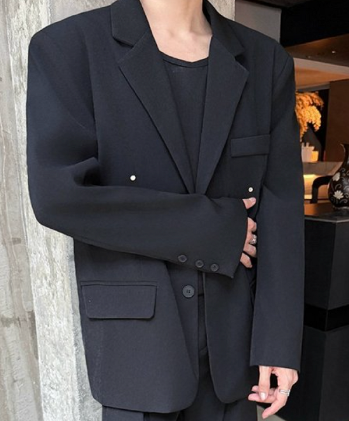 dark smooth texture jacket EN2308