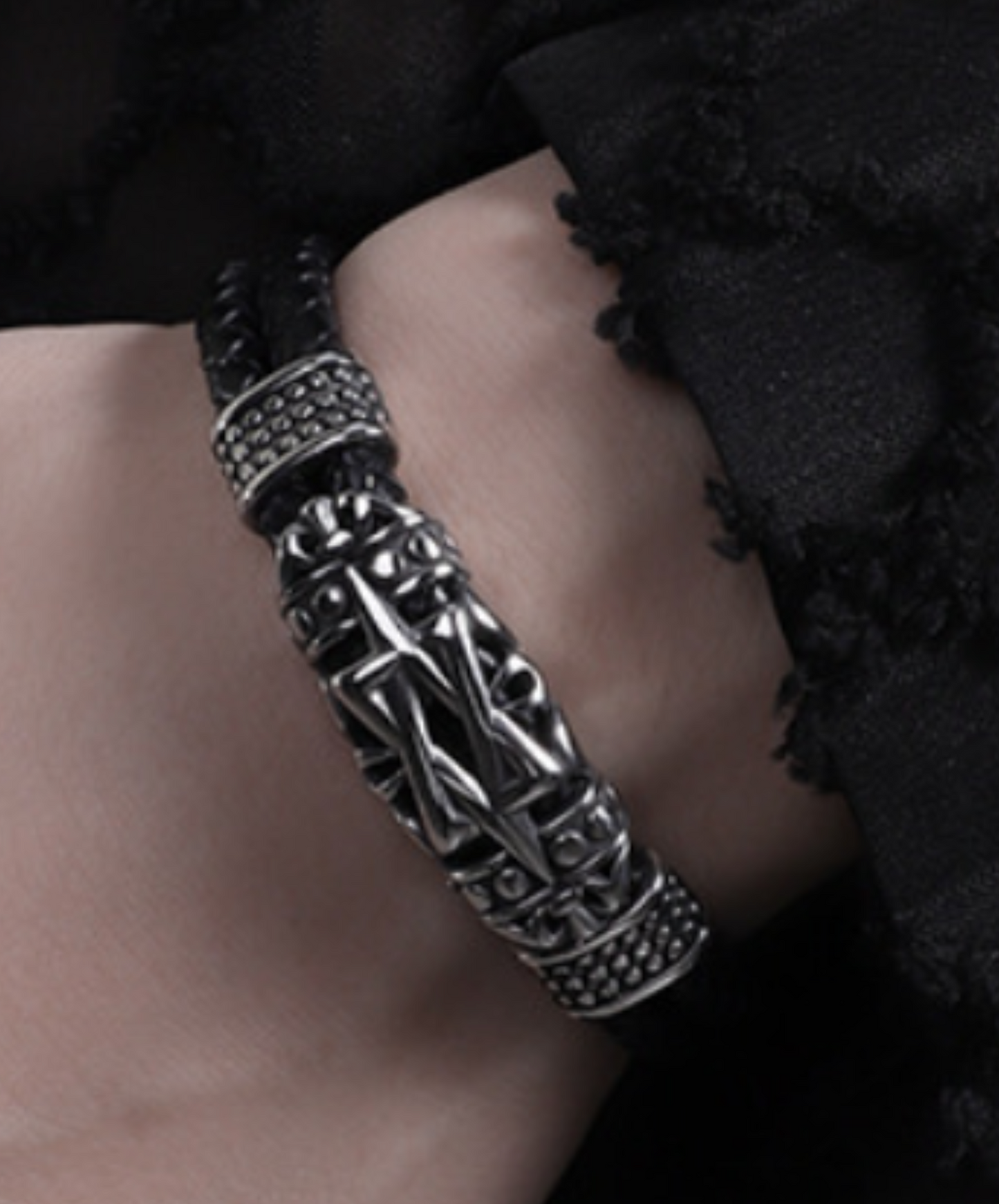 hexagram motif mixed materials bracelet EN2297