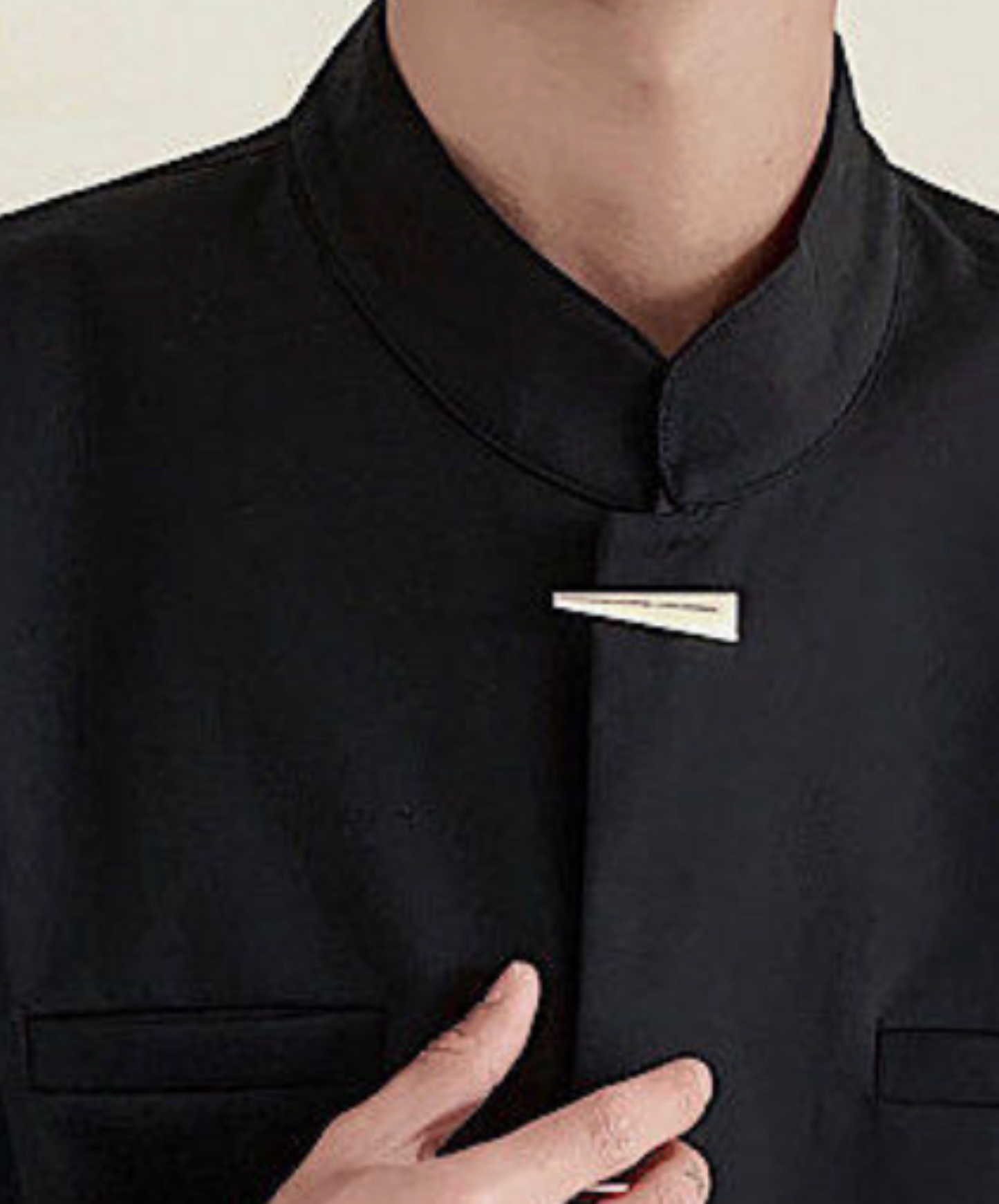 metal button chinese style stand collar shirt EN2100