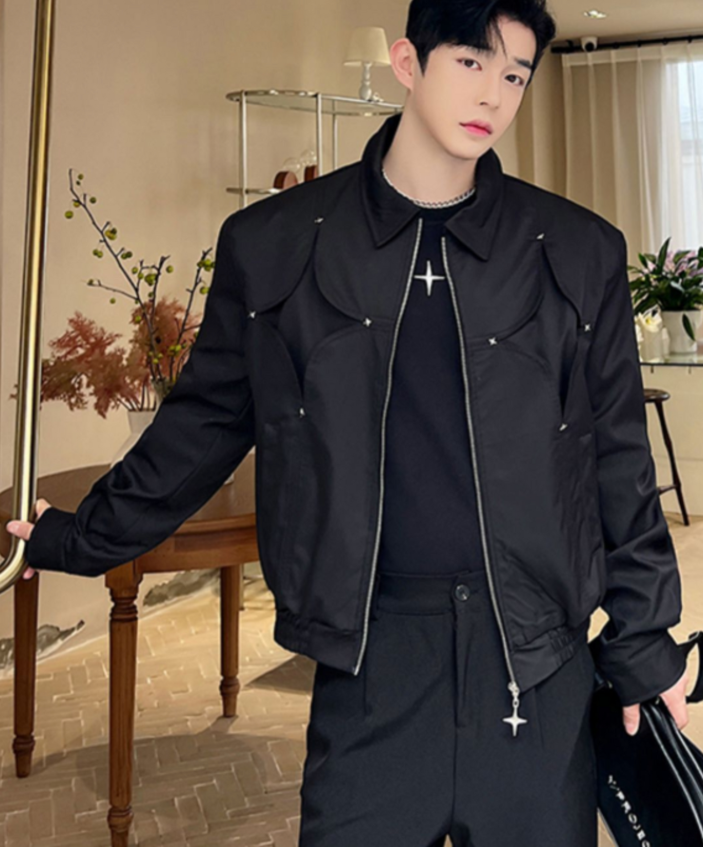 star-shaped rivet design jacket EN2364