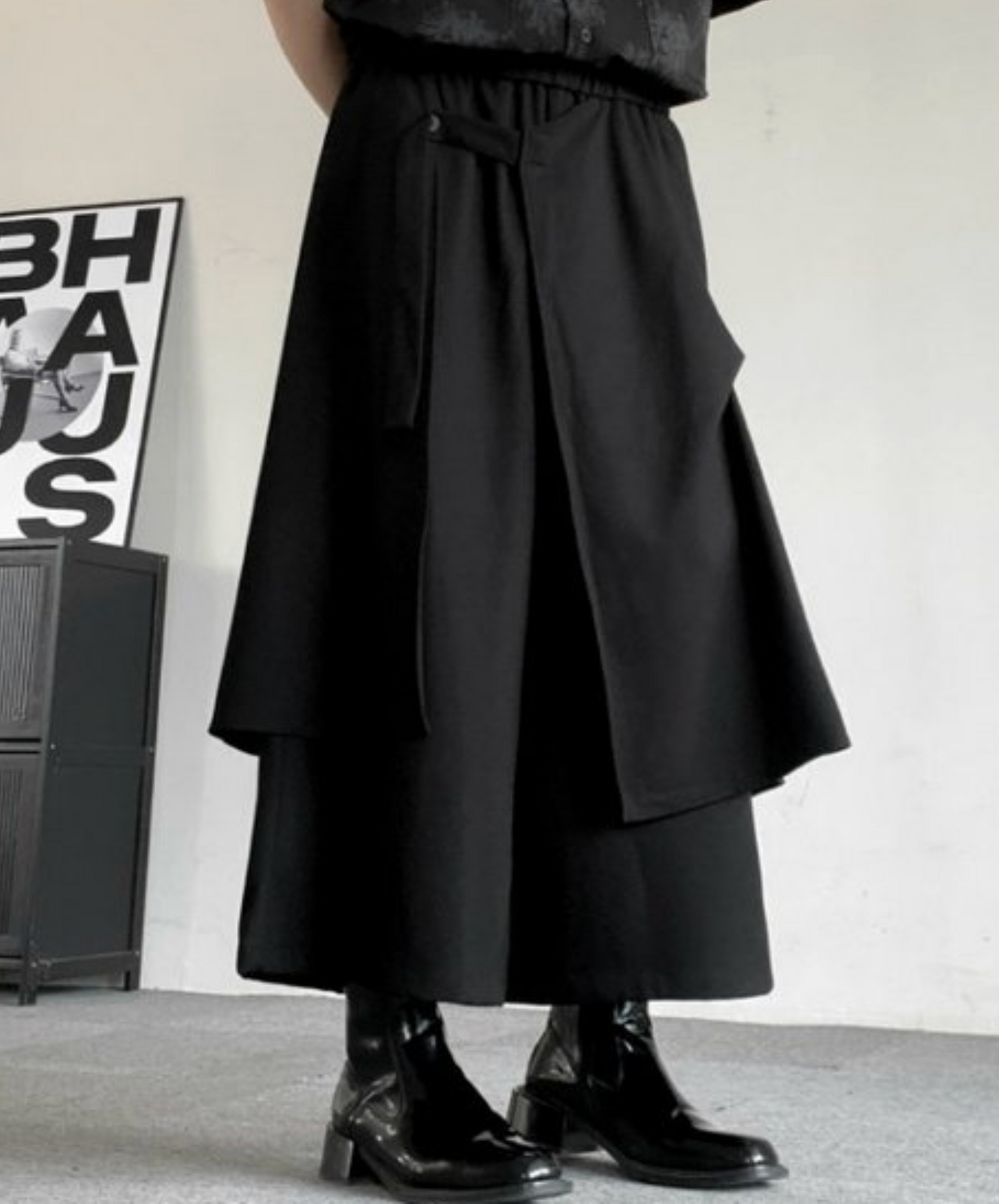 dark fake two-piece hakama pants EN2430