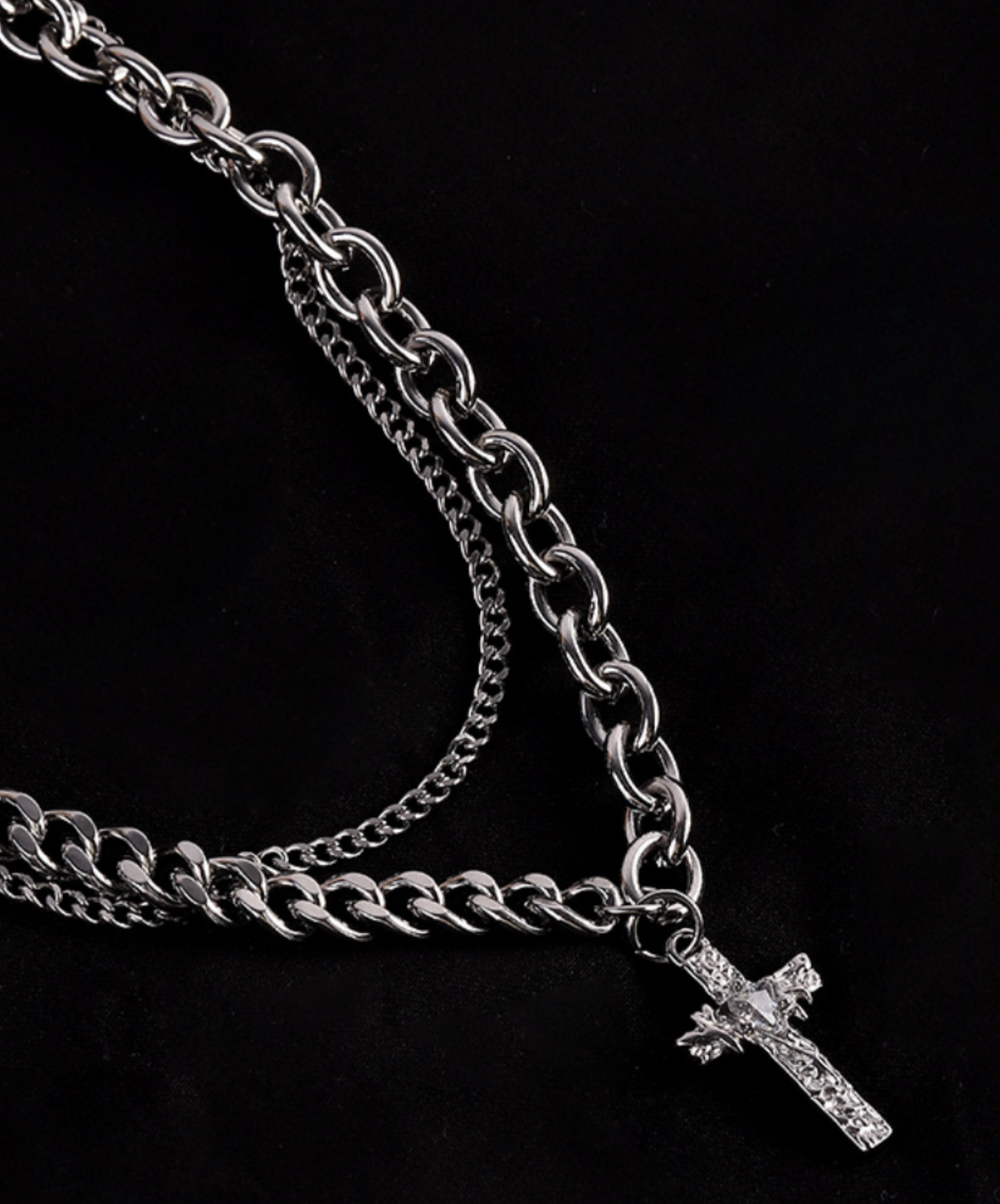 double chain cross top necklace EN2345