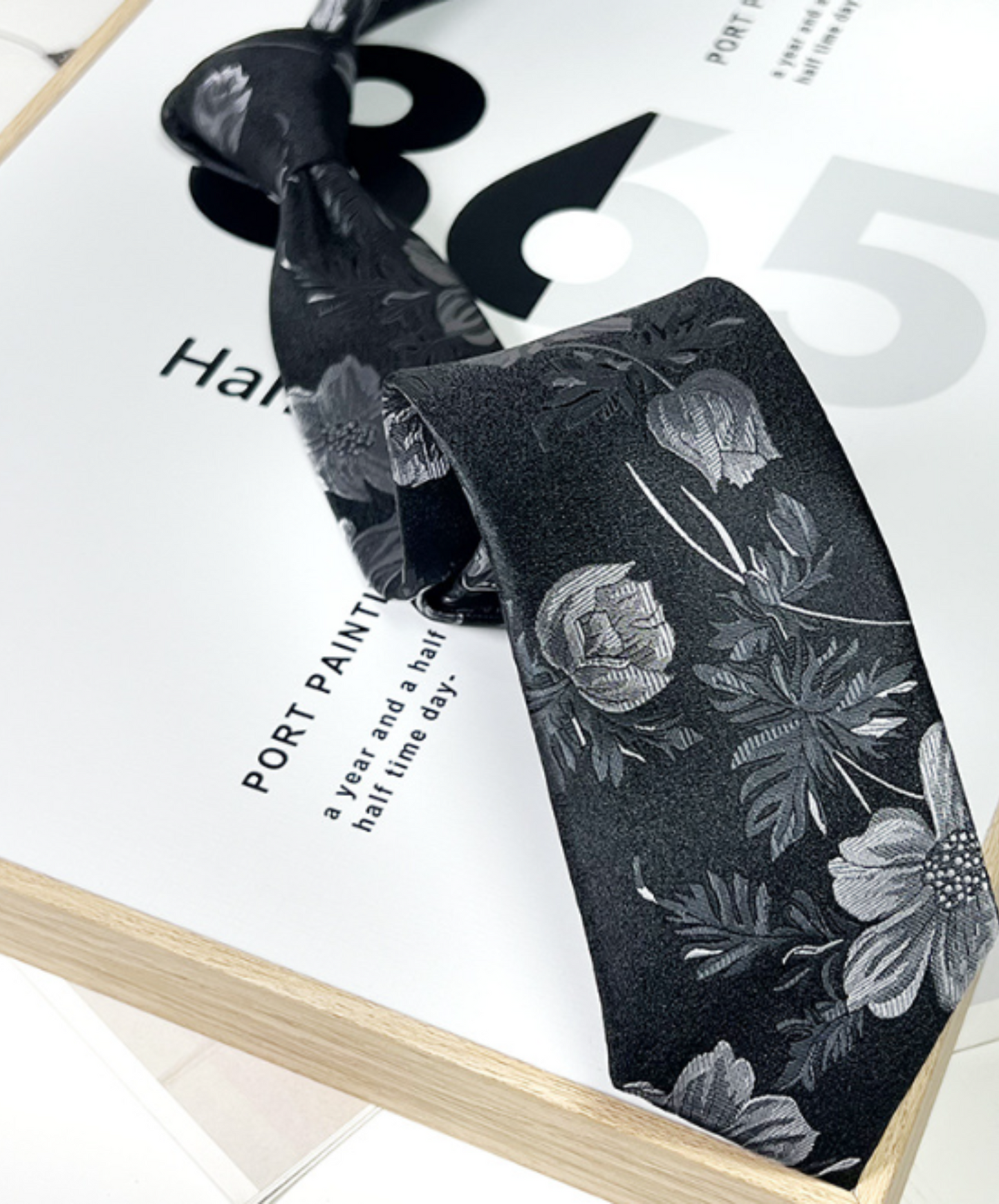 monotone flower necktie EN1904