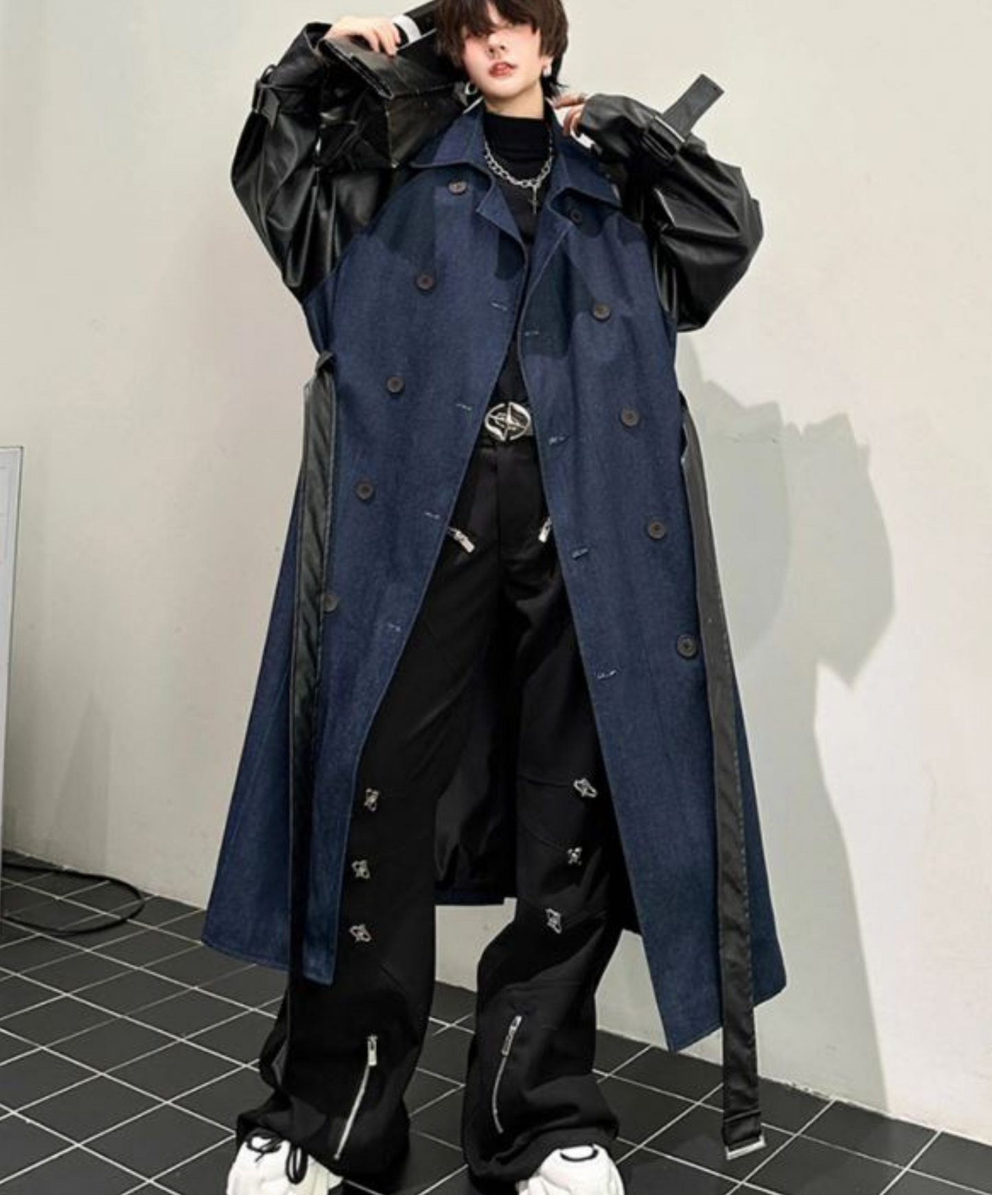 mixed double breasted material coat EN1371
