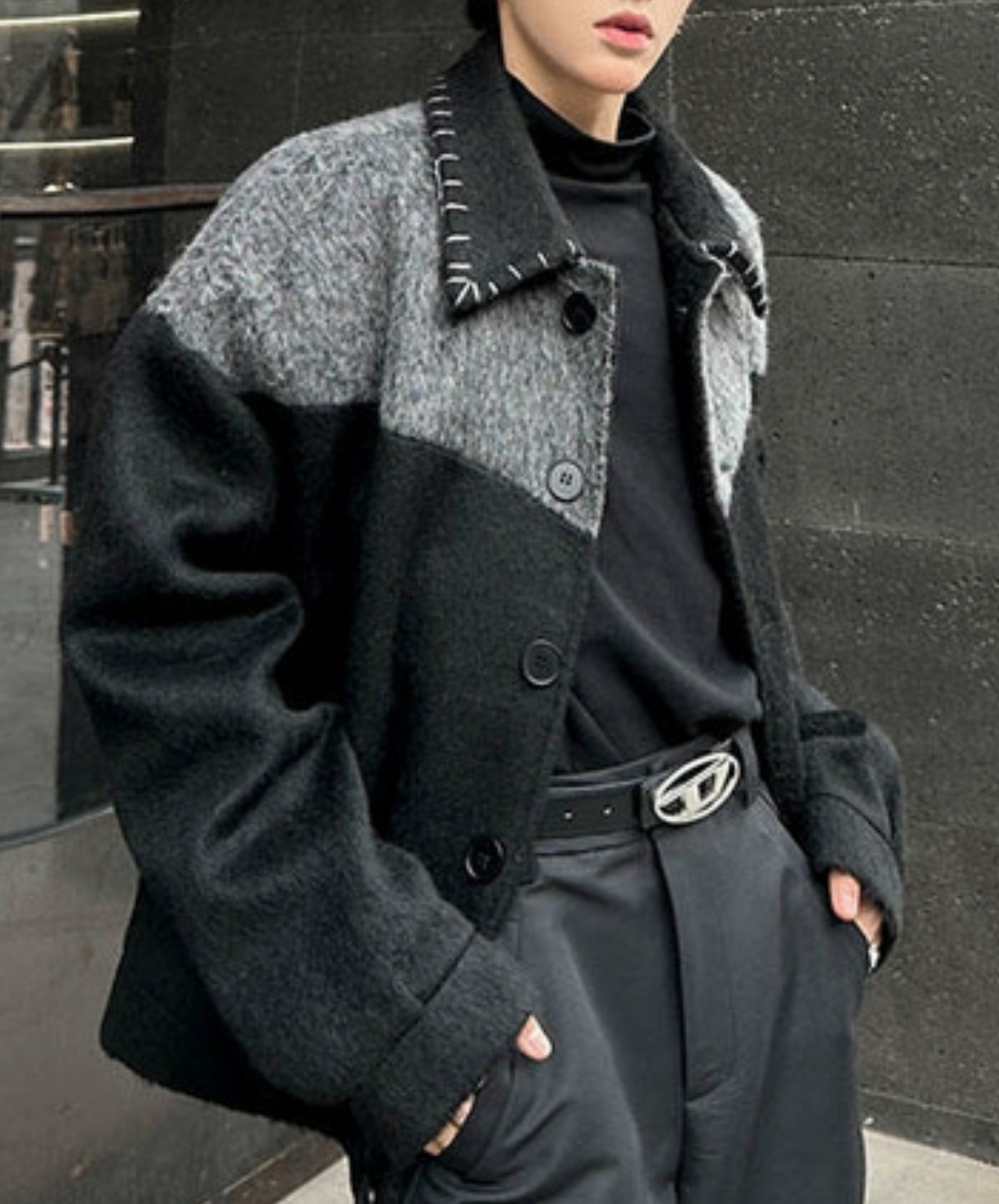 contrast color stitching jacket EN2385