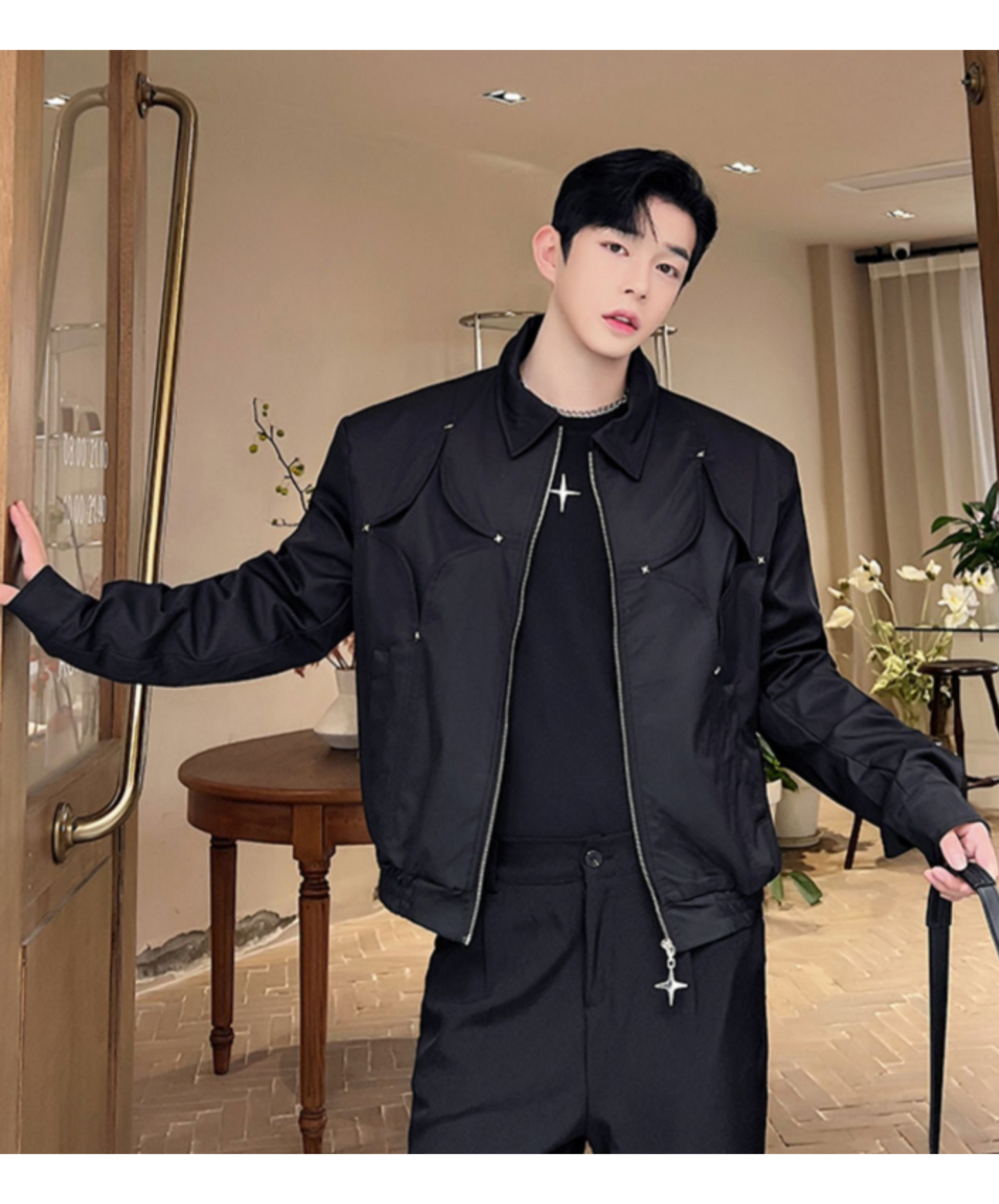 star-shaped rivet design jacket EN2364