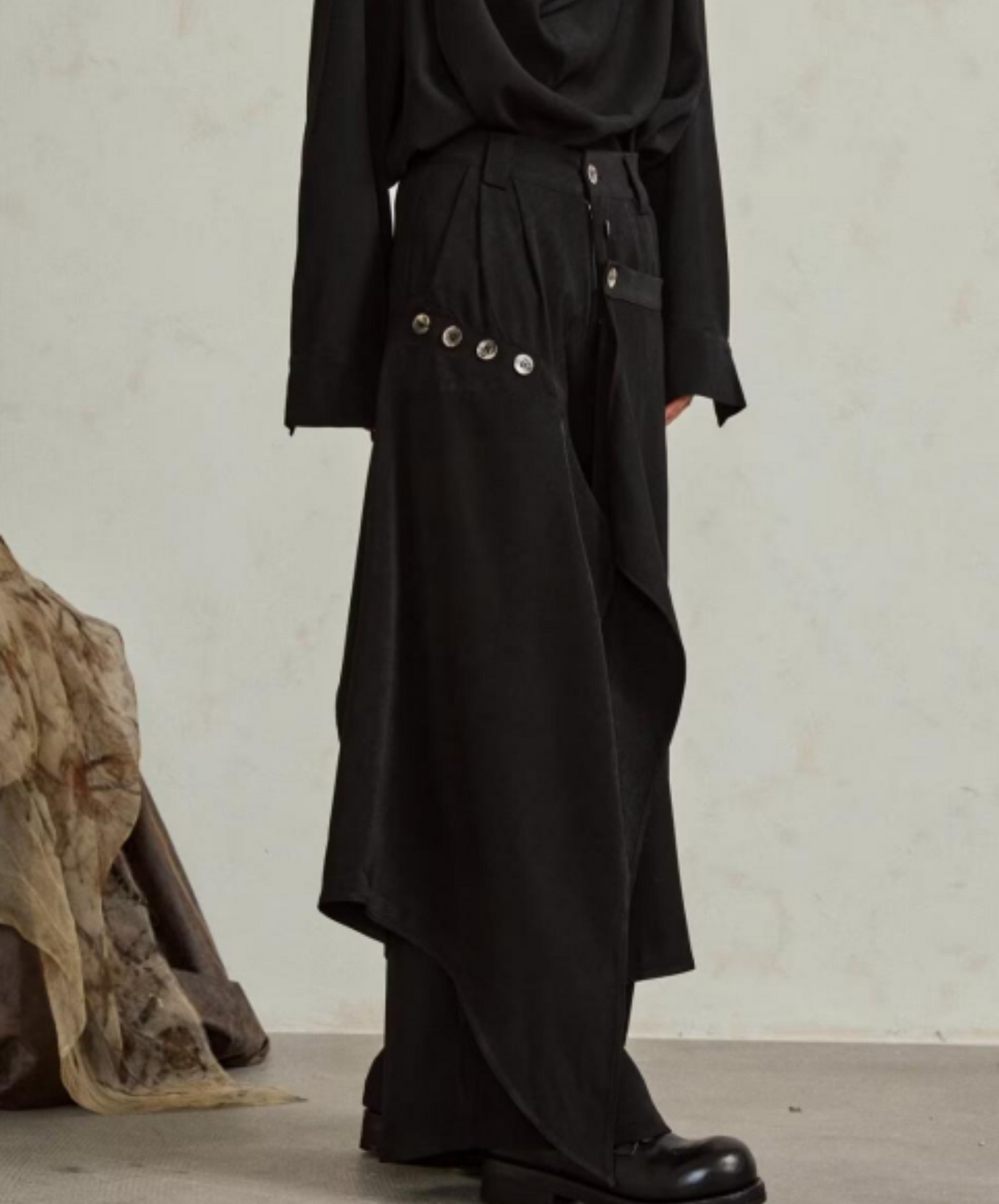 dark layered wide pants EN1866