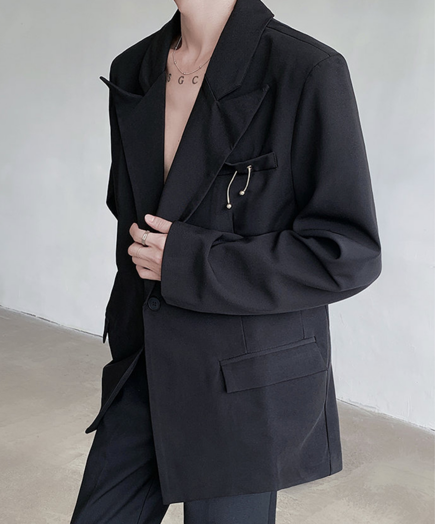 sharp lapel collar jacket EN2367