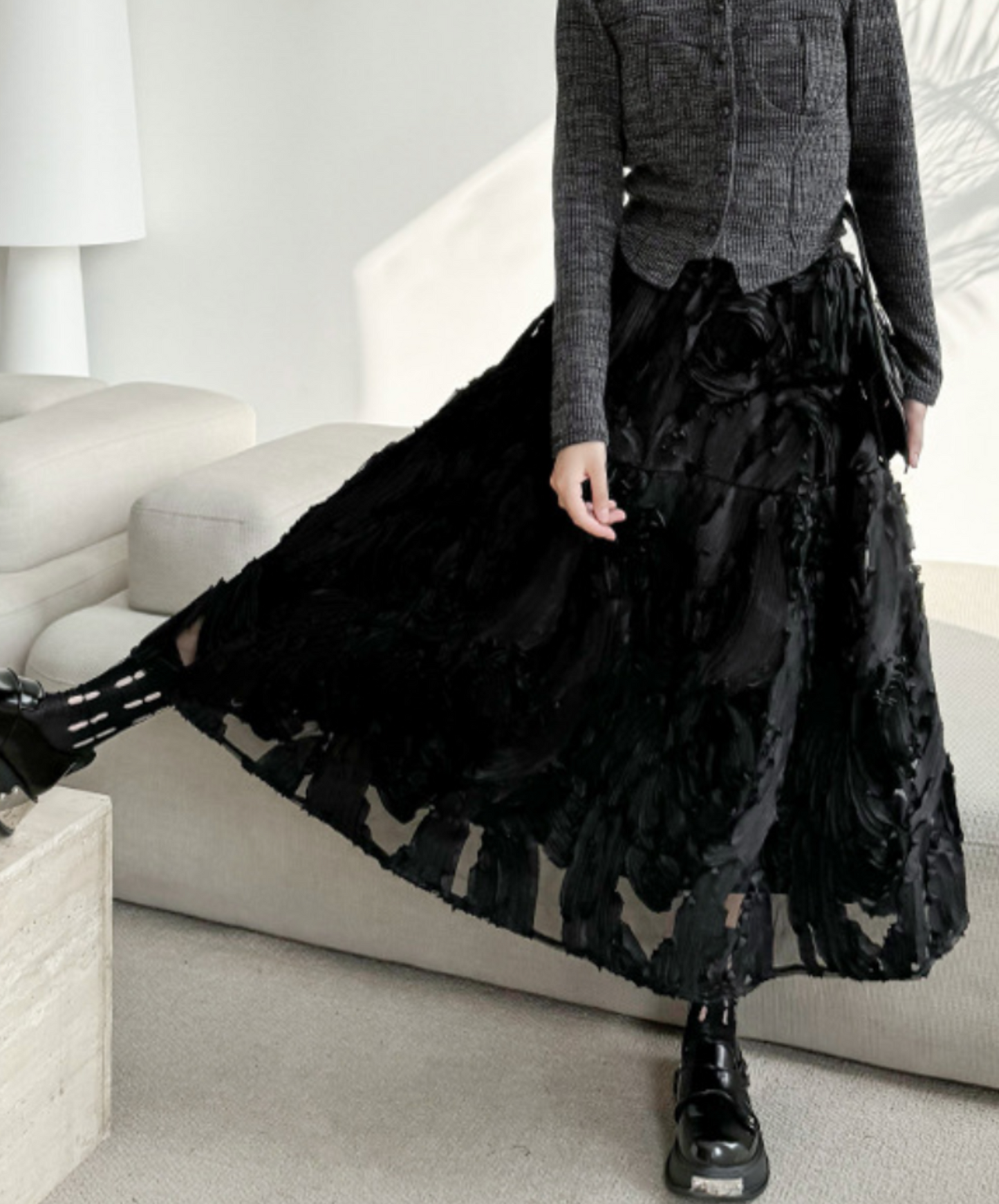 unique three-dimensional design skirt EN2275