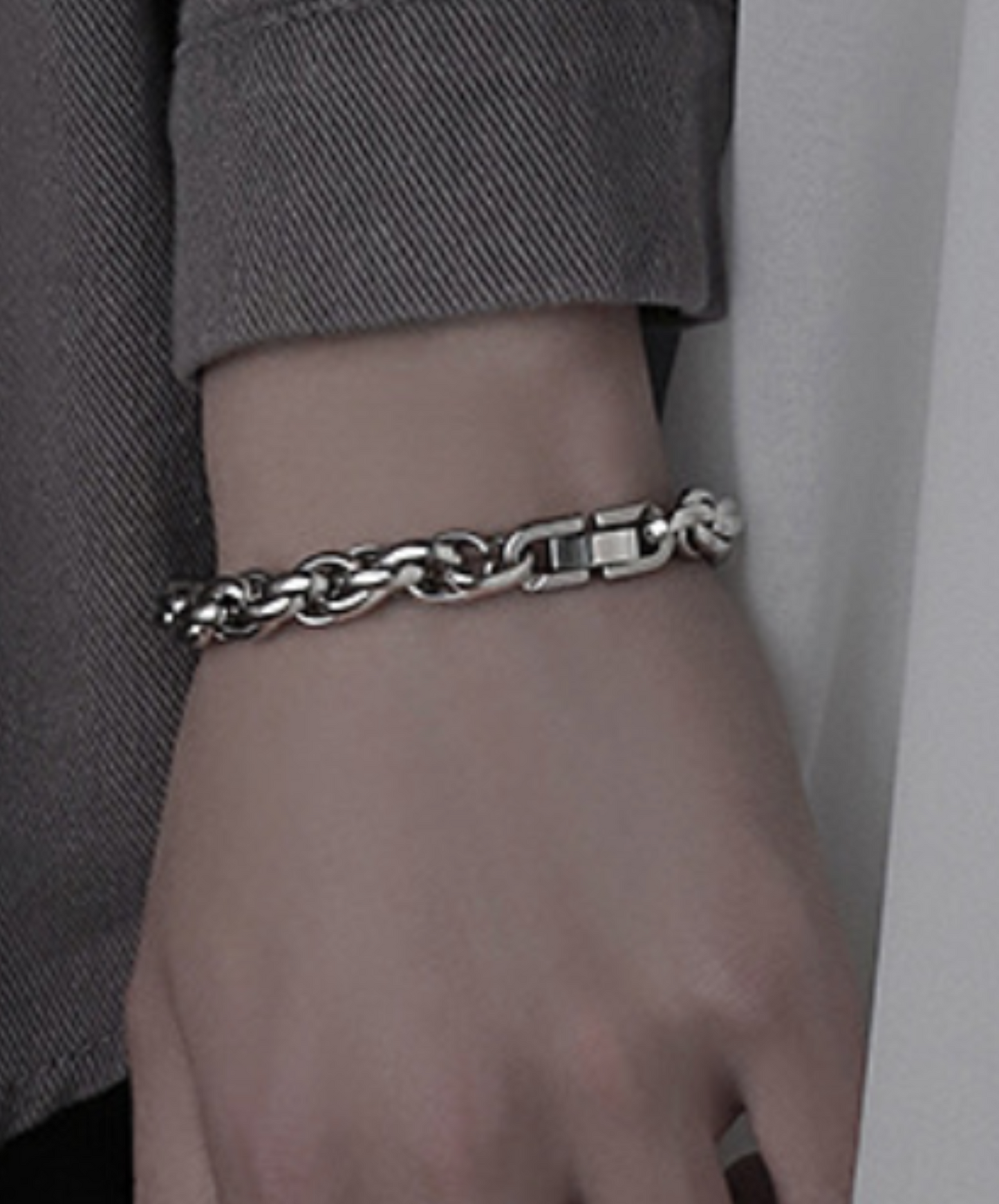 wave line silver chain bracelet EN2063