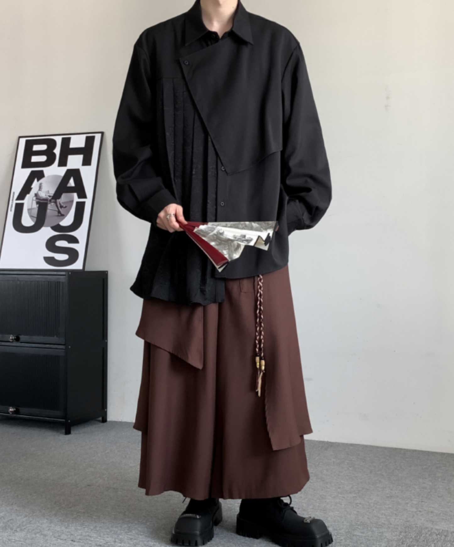 asymmetric splicing shirt EN1489
