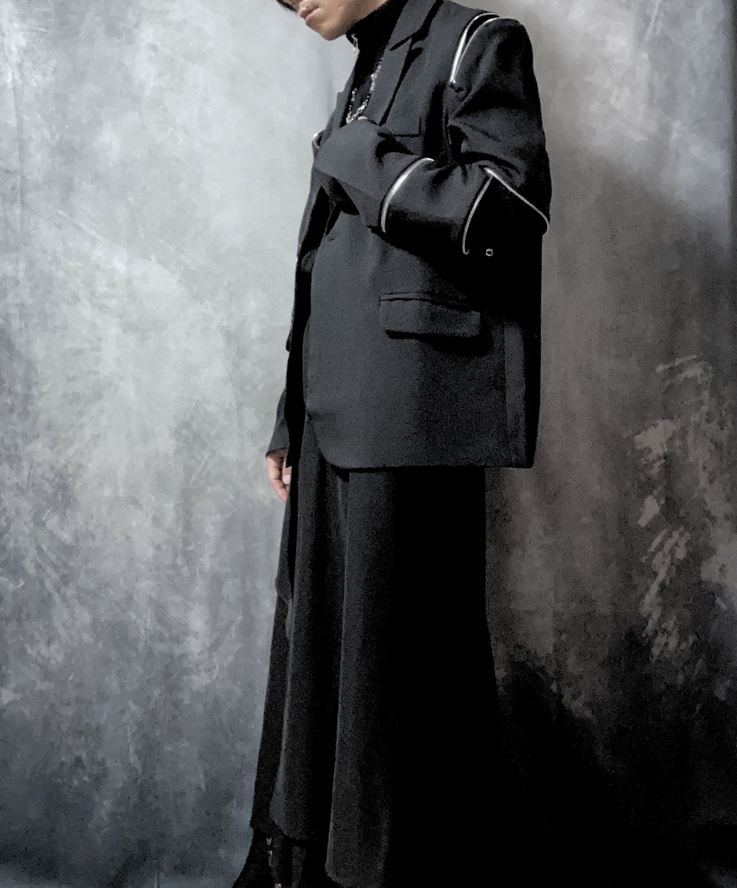 【style57】dark mode outfit set EN1854(jacket + sweater + pants set)