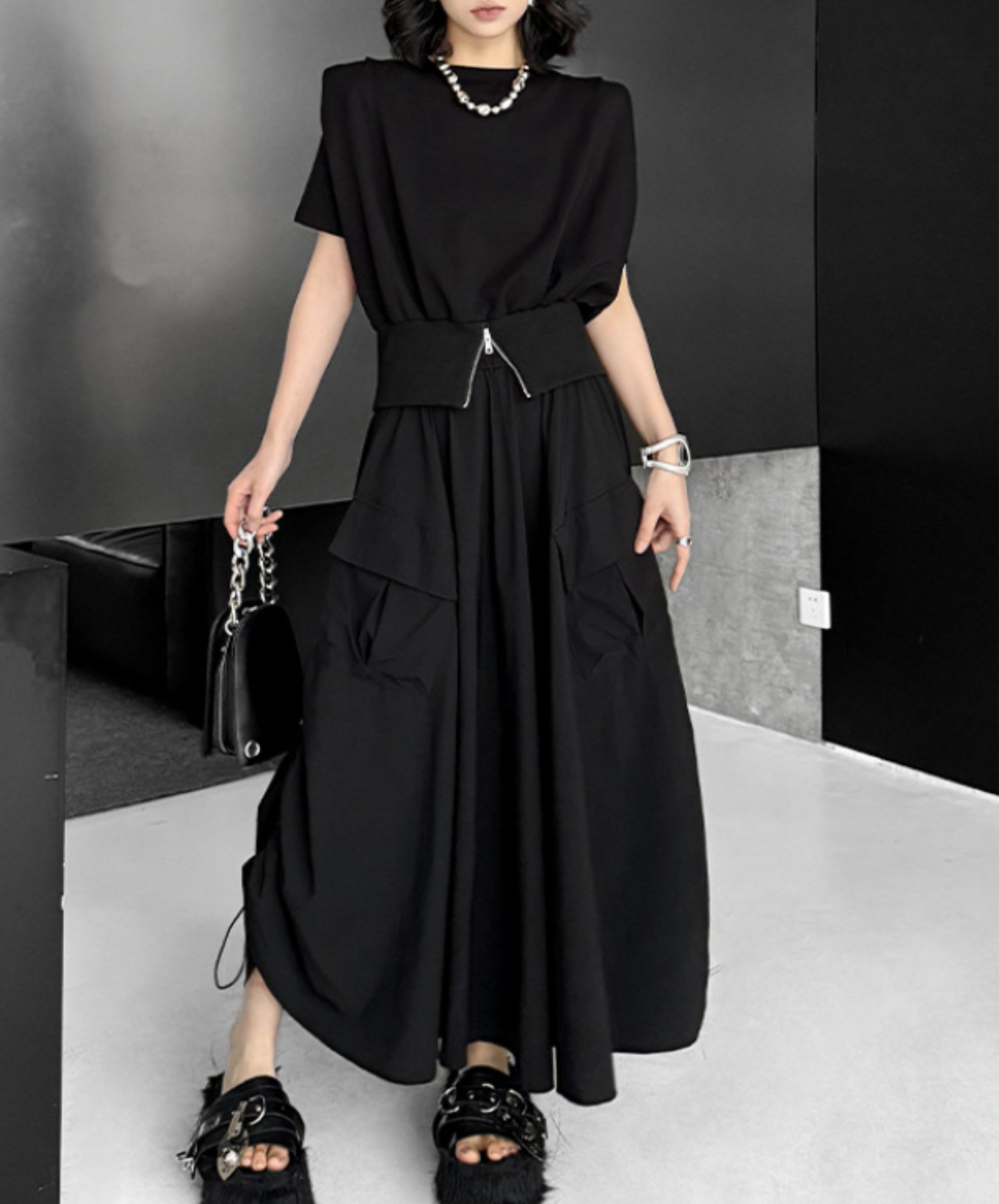 3d pocket side browsing wide pants EN2321