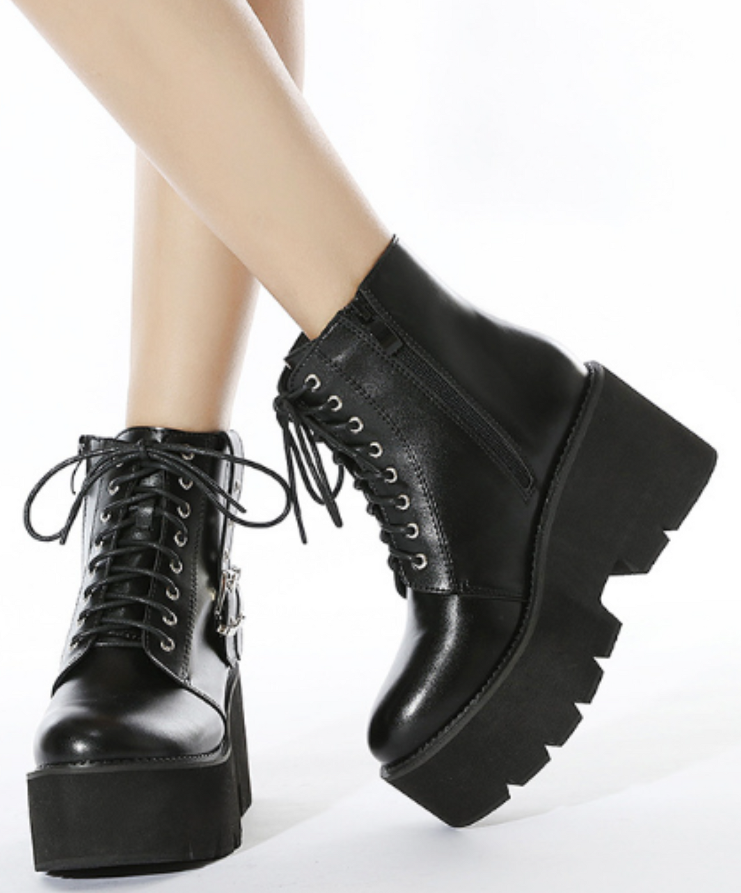 double buckle zip up boots EN1293