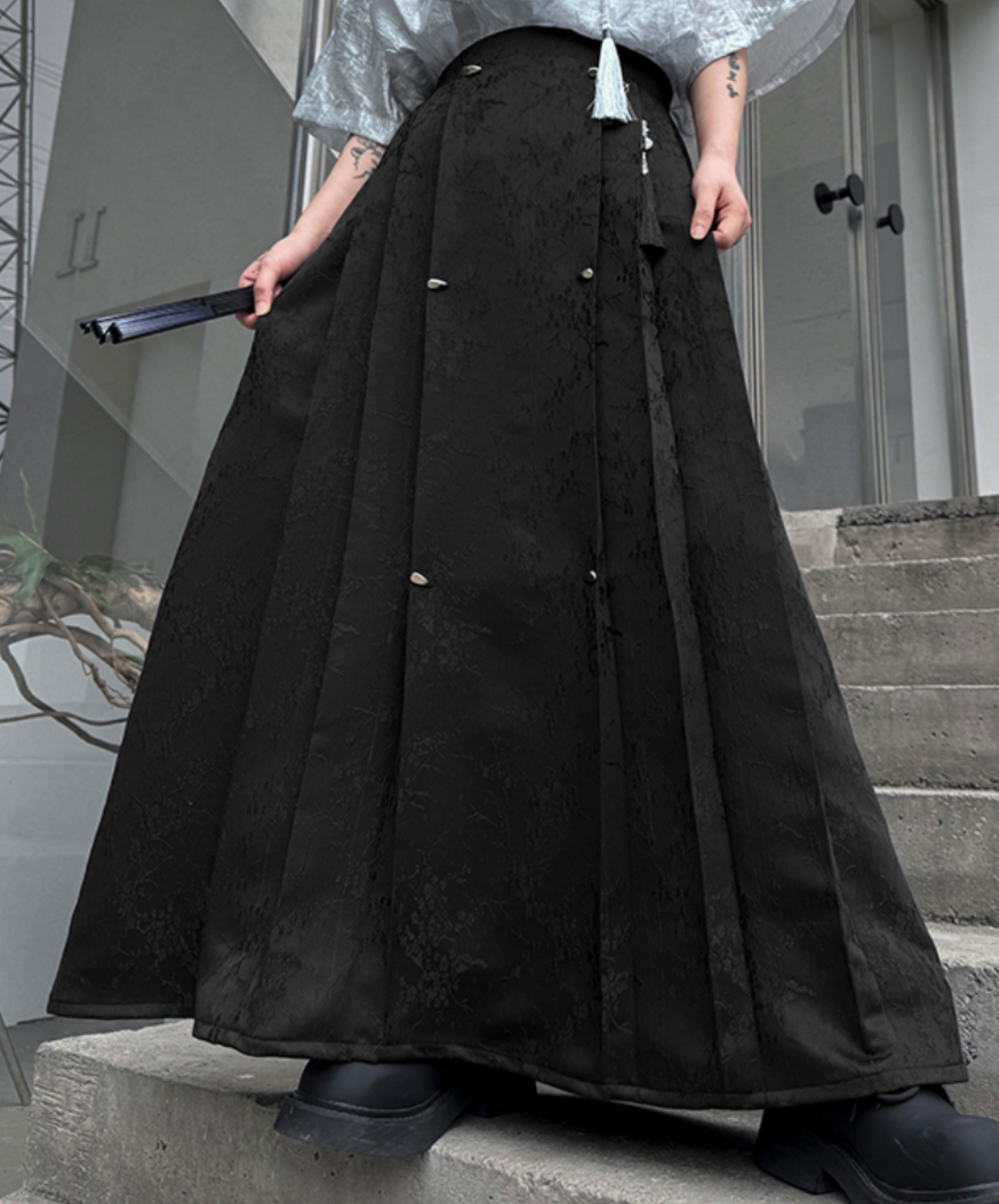 dark hanfu style pleated long skirt EN1755