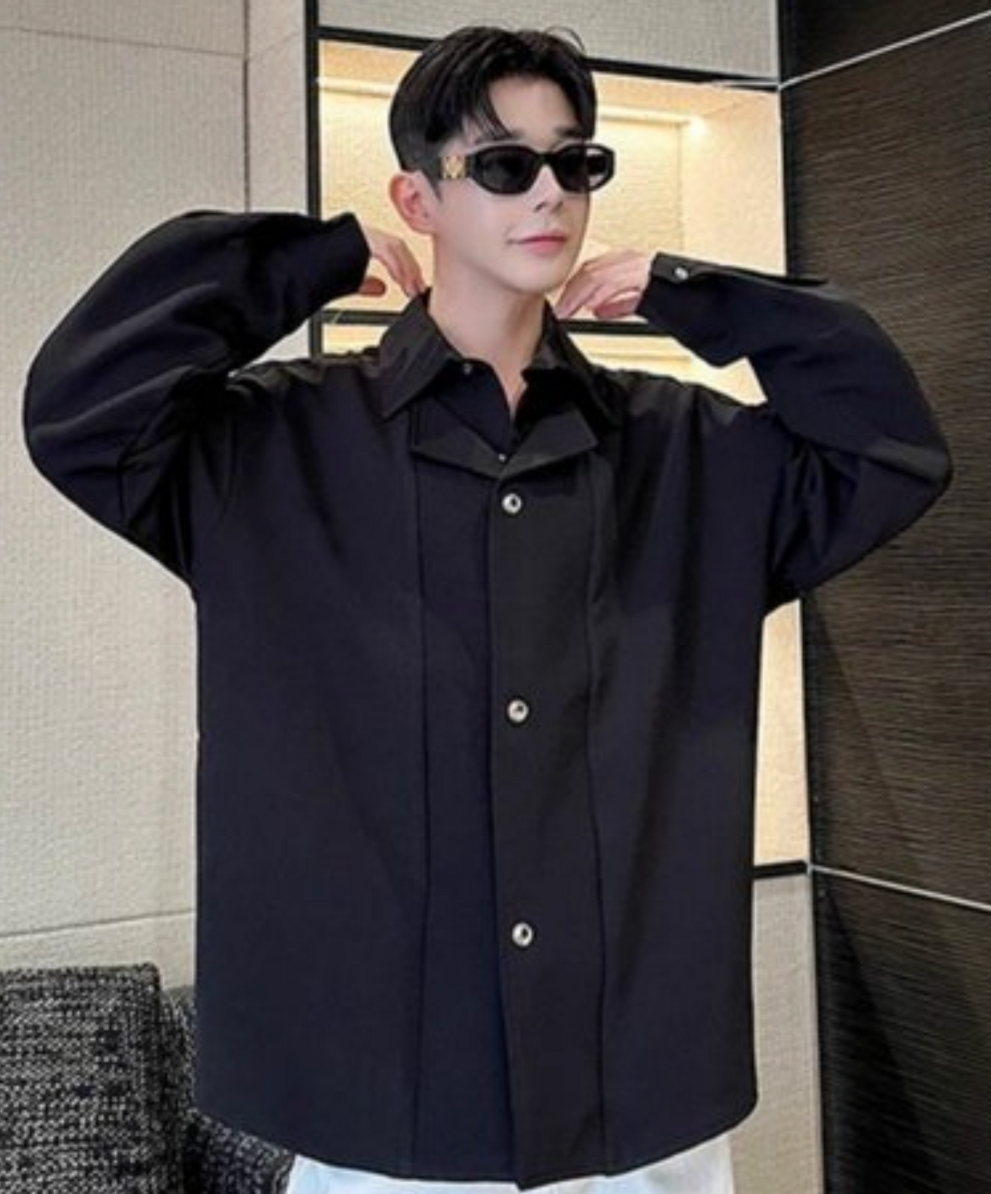 draped fake two-piece suit shirt EN2452