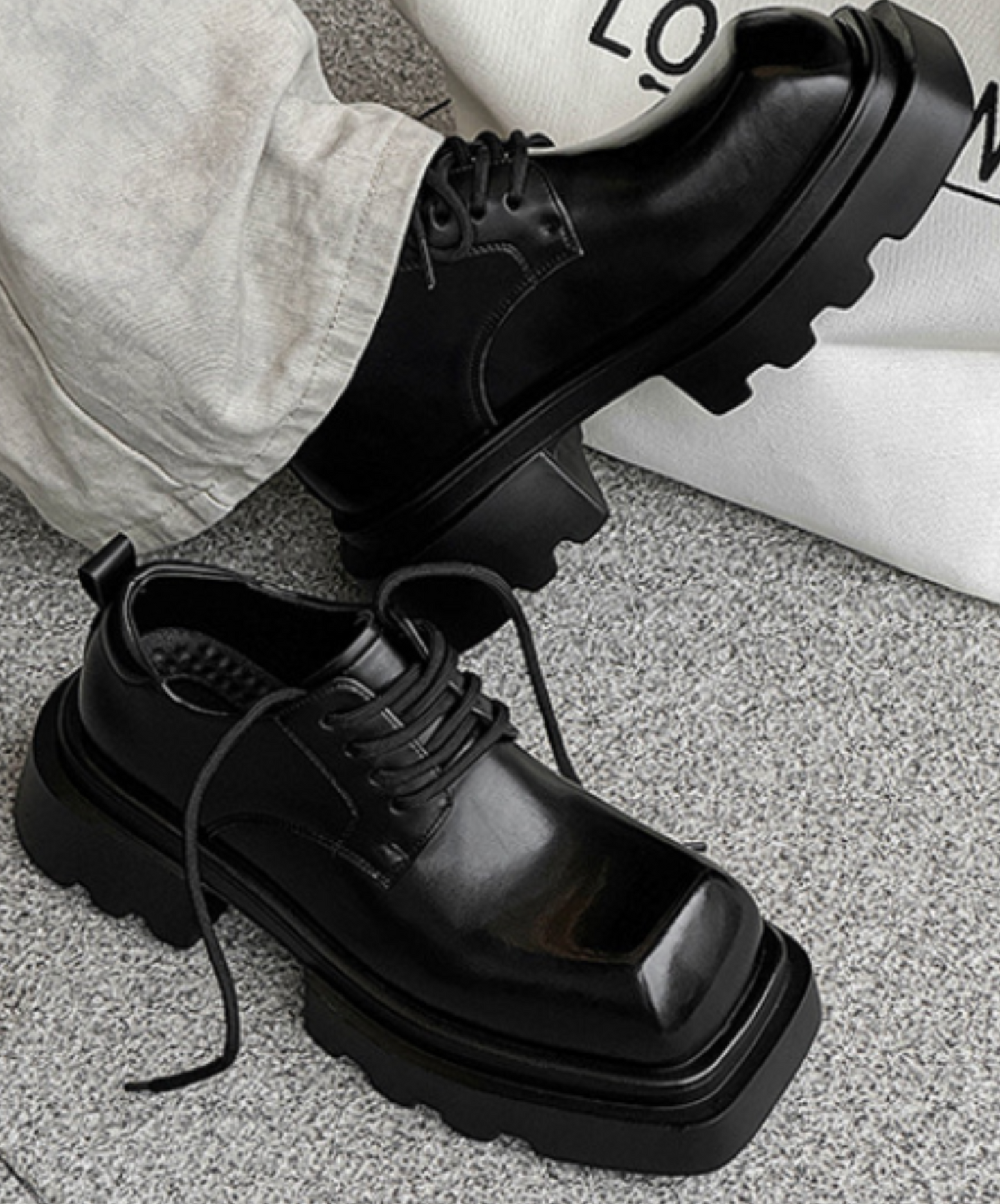 lace-up square toe shoes EN2378