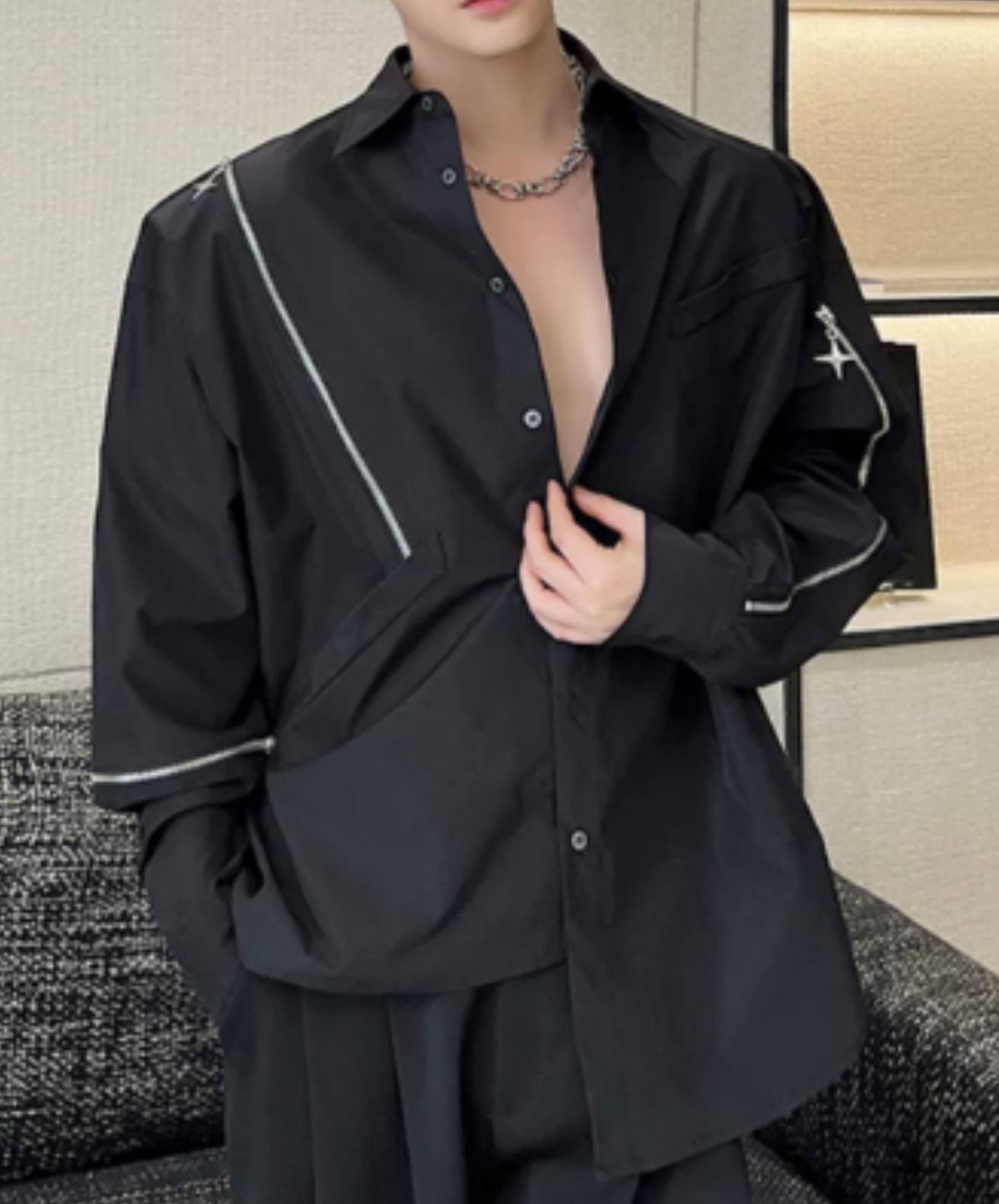 asymmetric irregular zip shirt EN1000