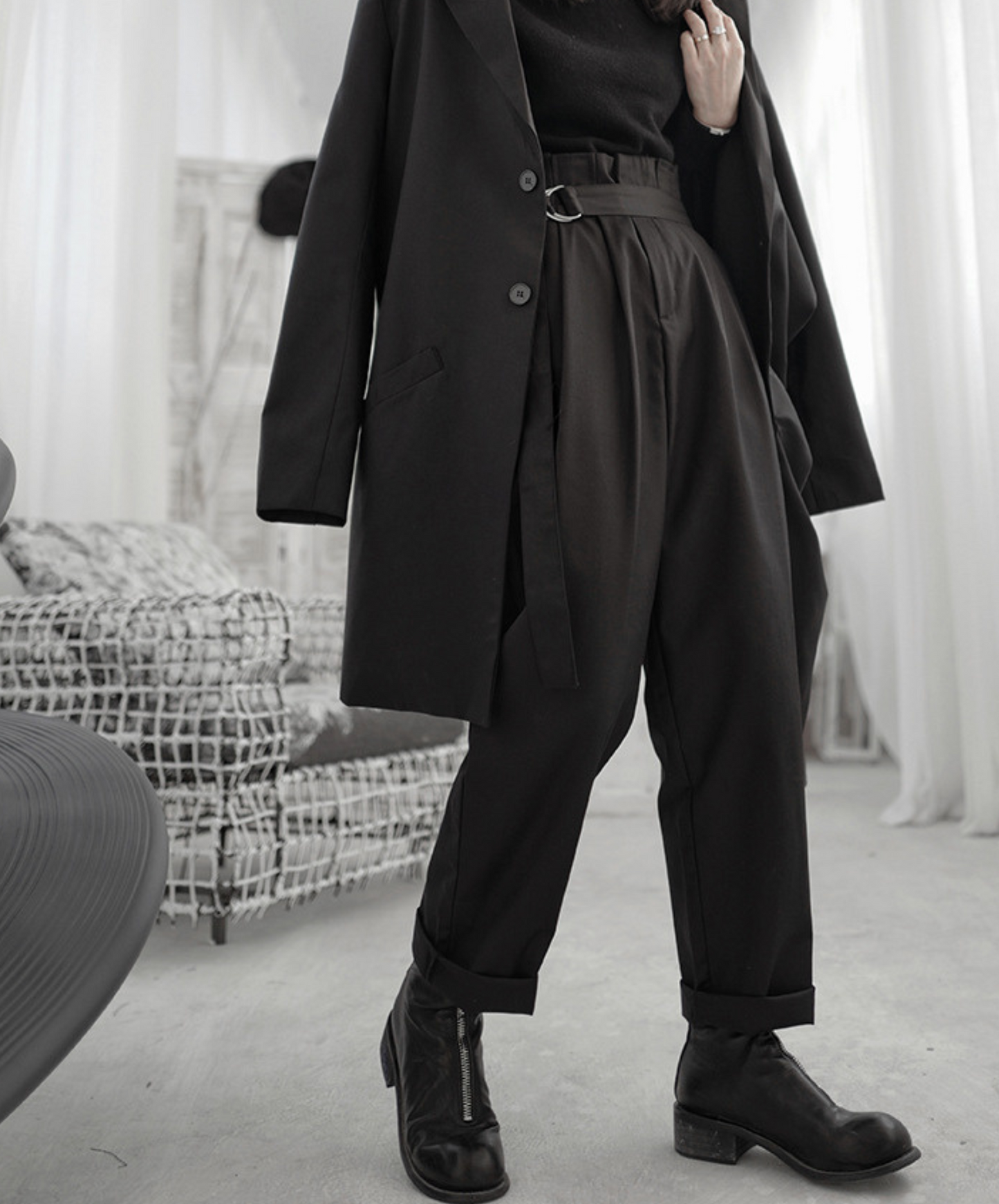 dark high waist pants EN1073