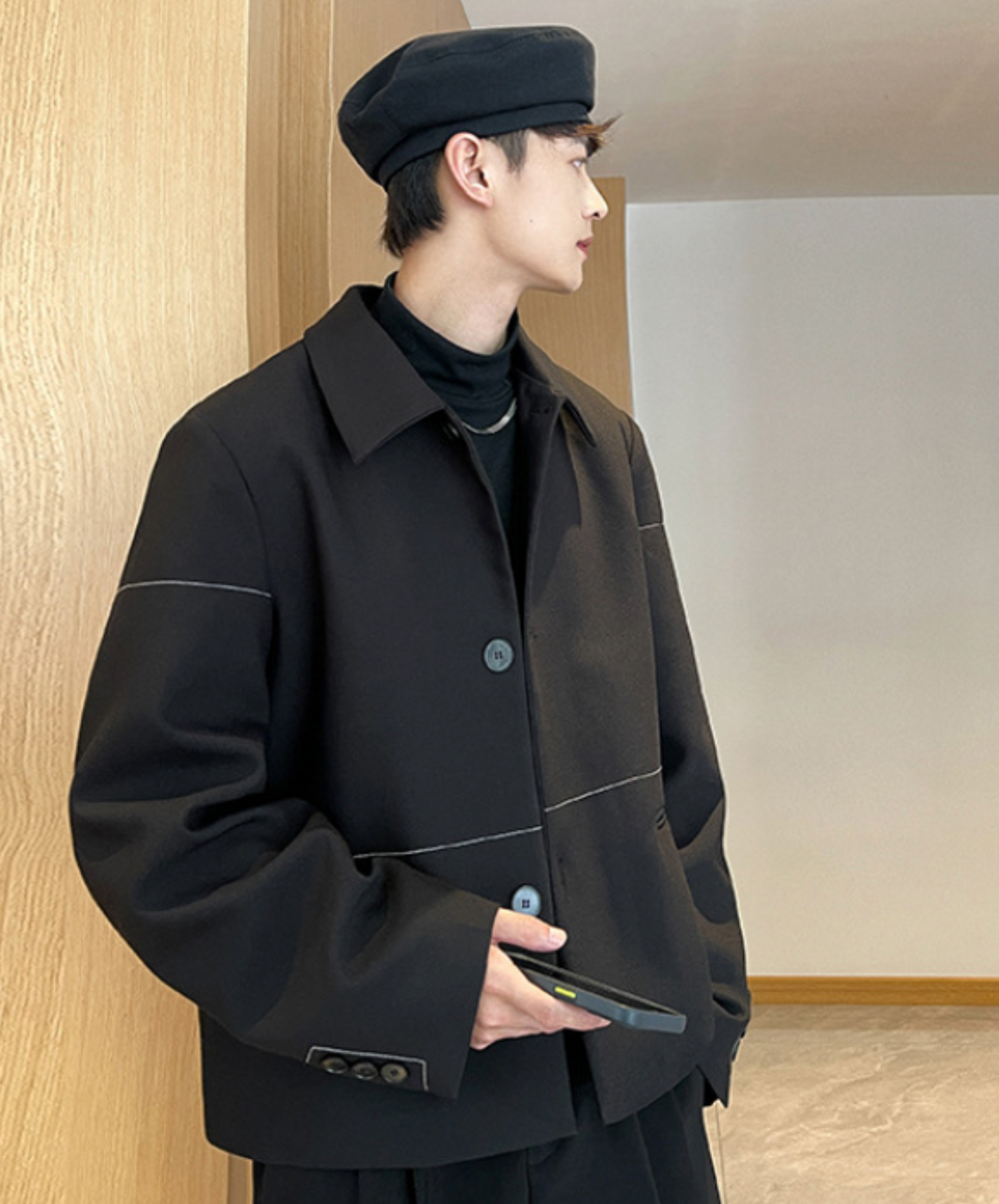 thin line button decoration jacket EN2362