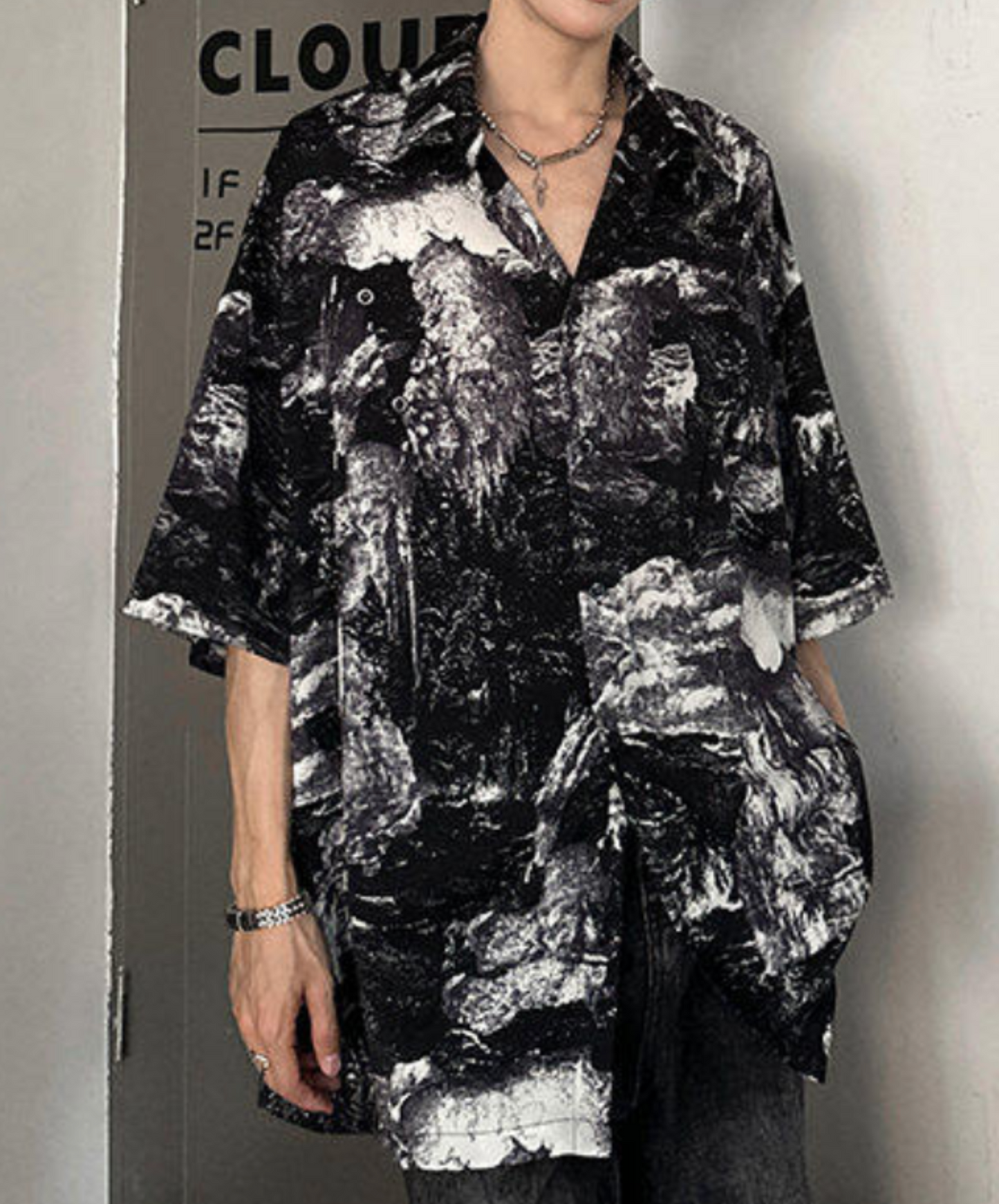 retro splicing design shirt EN2206