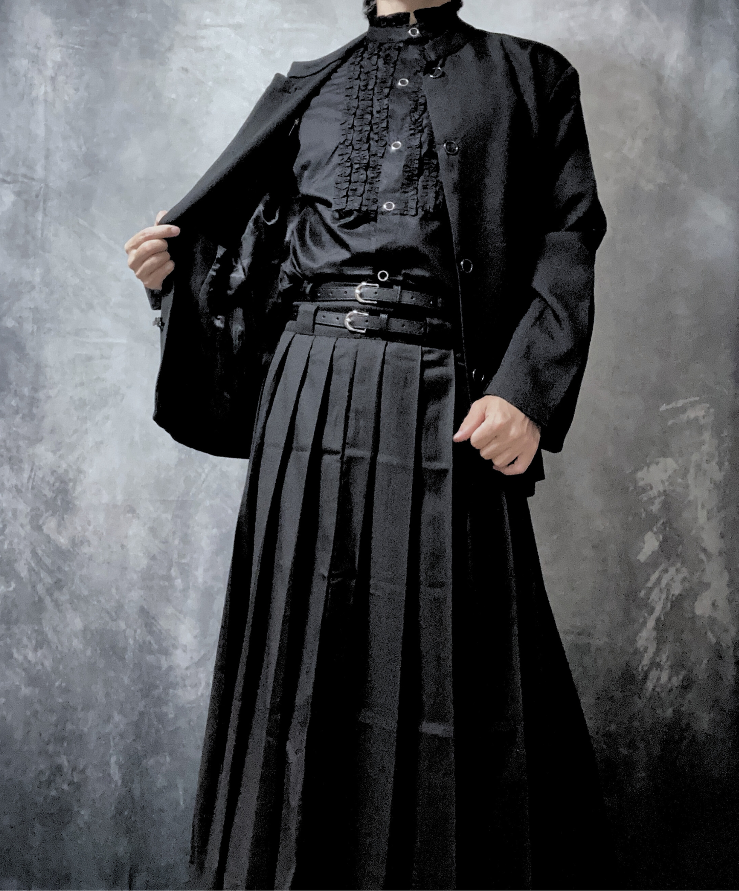 【style52】dark mode outfit set EN1849(jacket + shirt + skirt set)