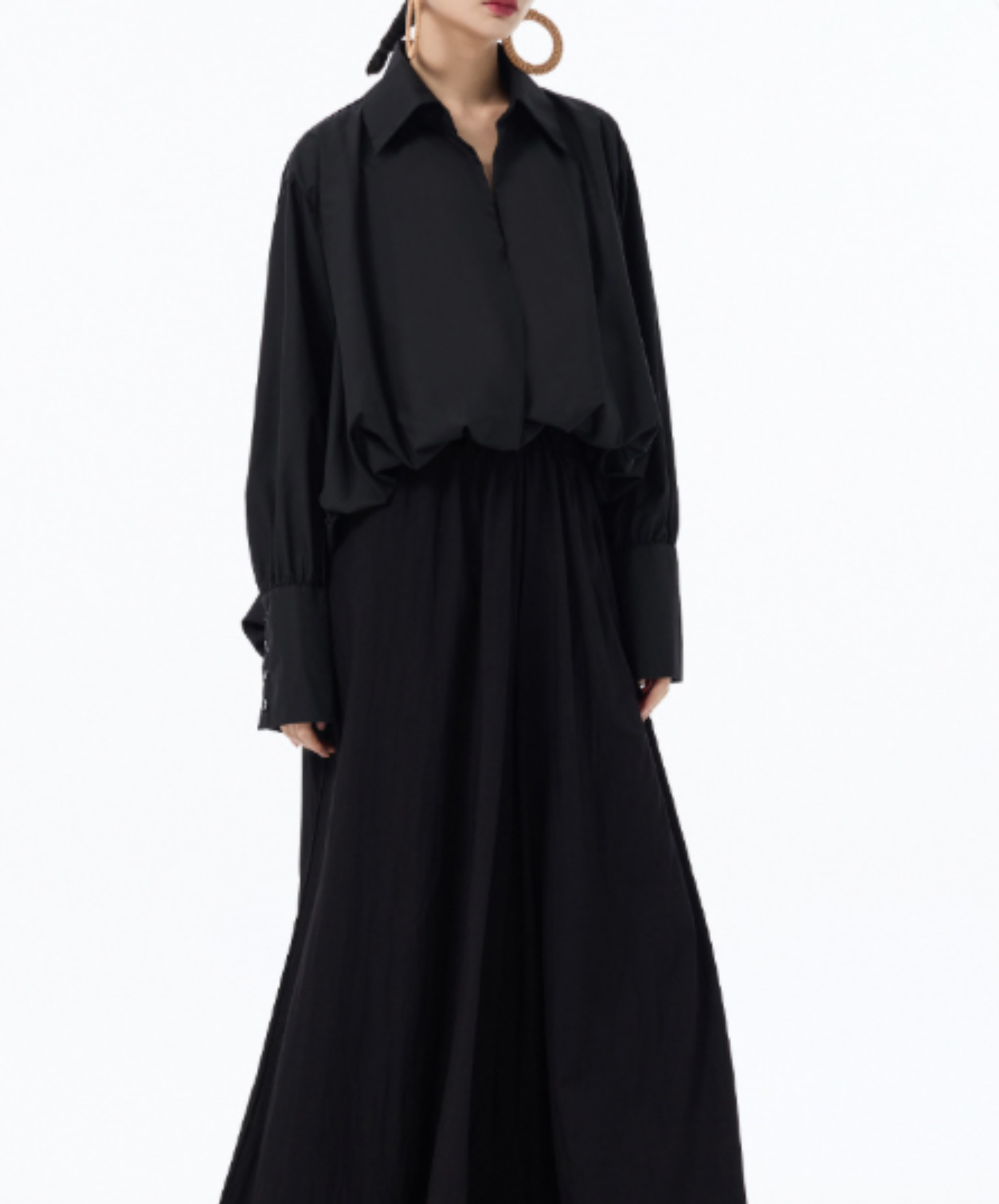 dark cinch-hem design shirt EN3042
