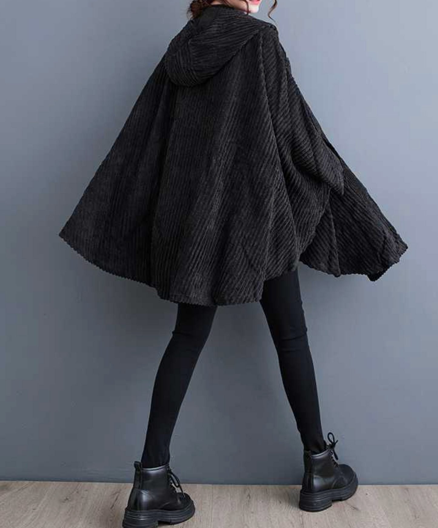 corduroy poncho hoodie EN2443