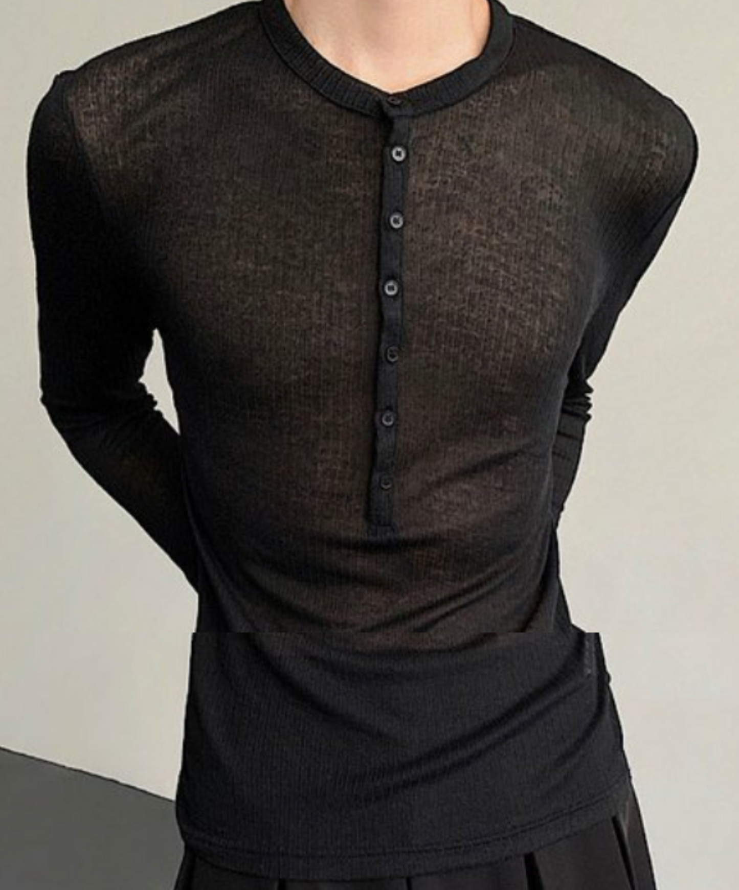 half-open thin long t-shirt EN2326