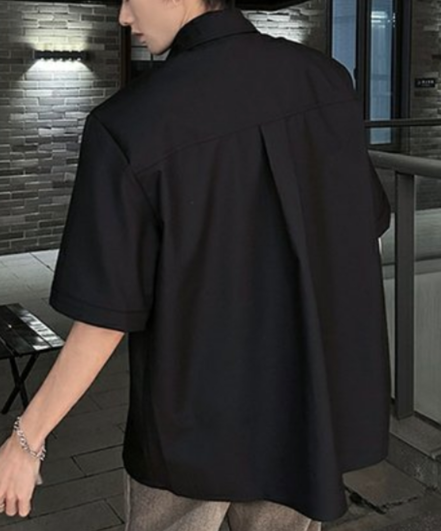 dark luxury pleated front design shirt EN2112