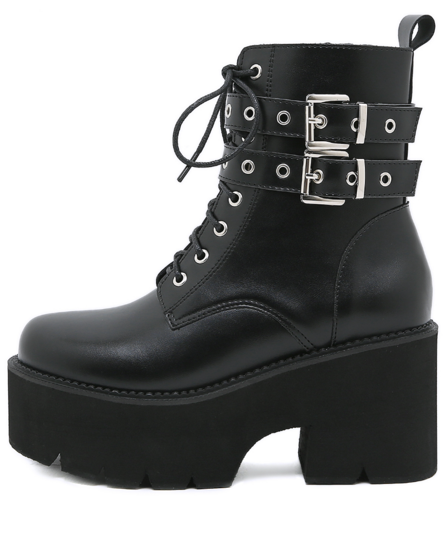 simple double belt design zip up boots EN2315