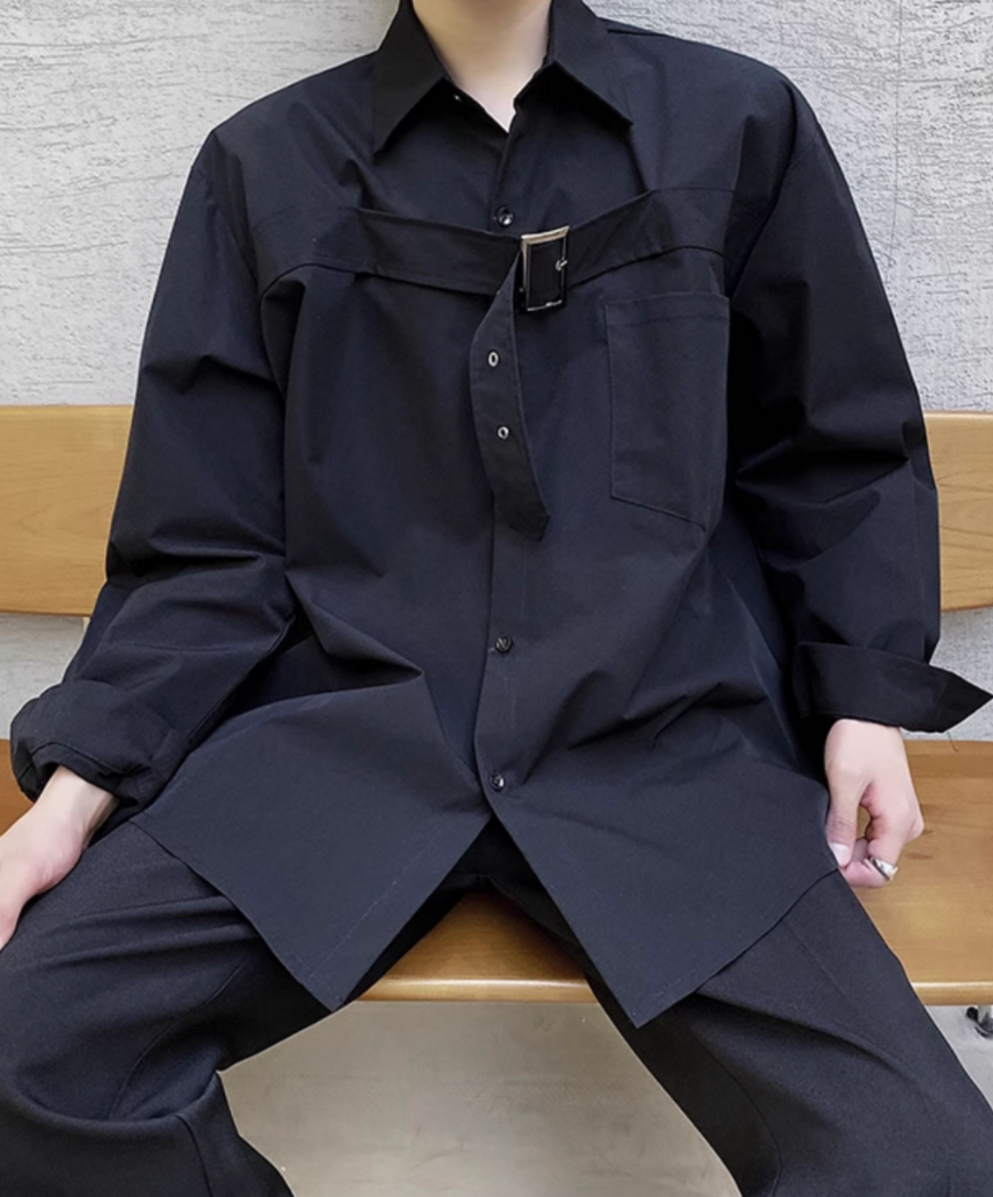 dark thick chest belt decoration shirt EN2148
