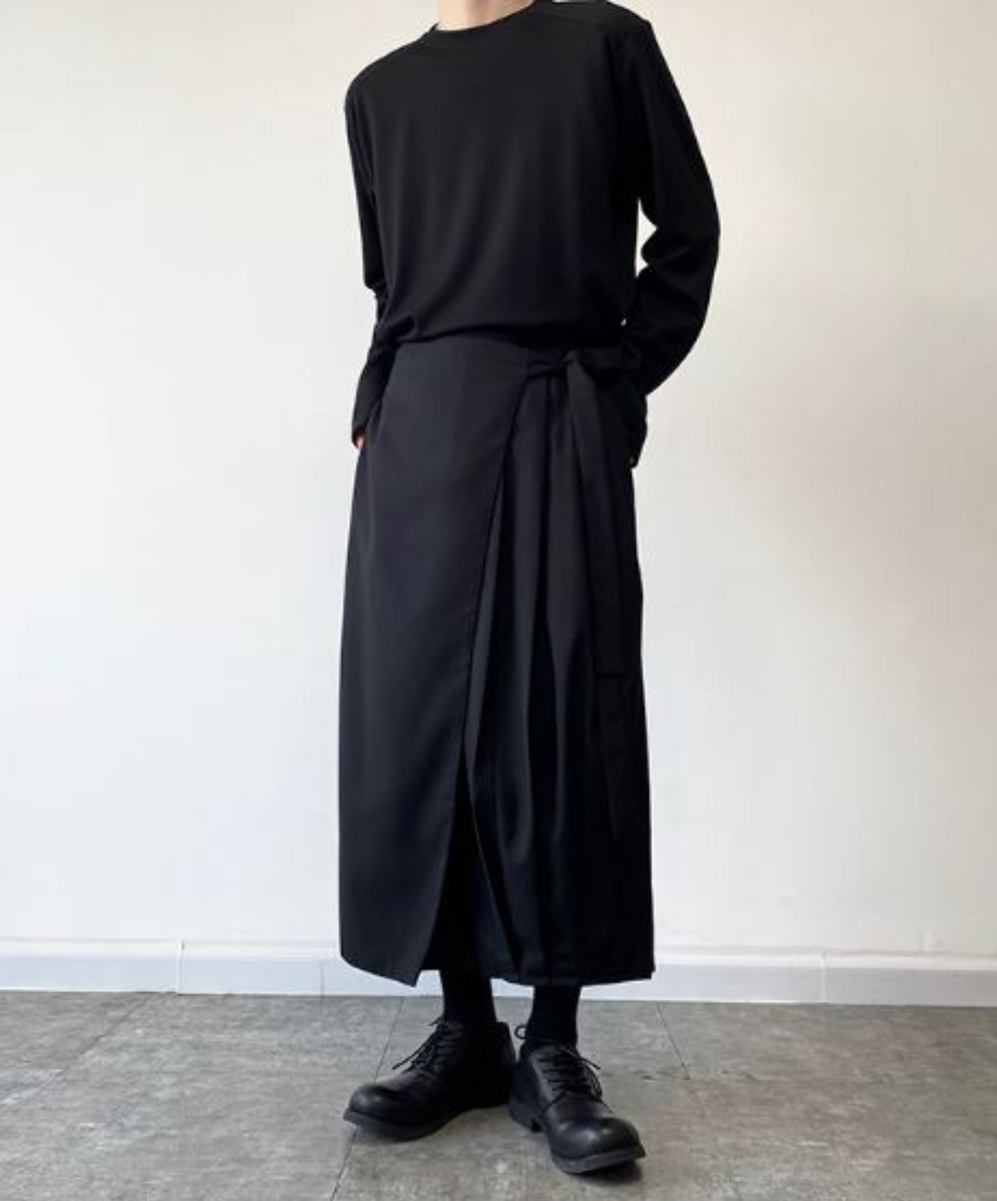 dark layered cropped straight leg pants EN916