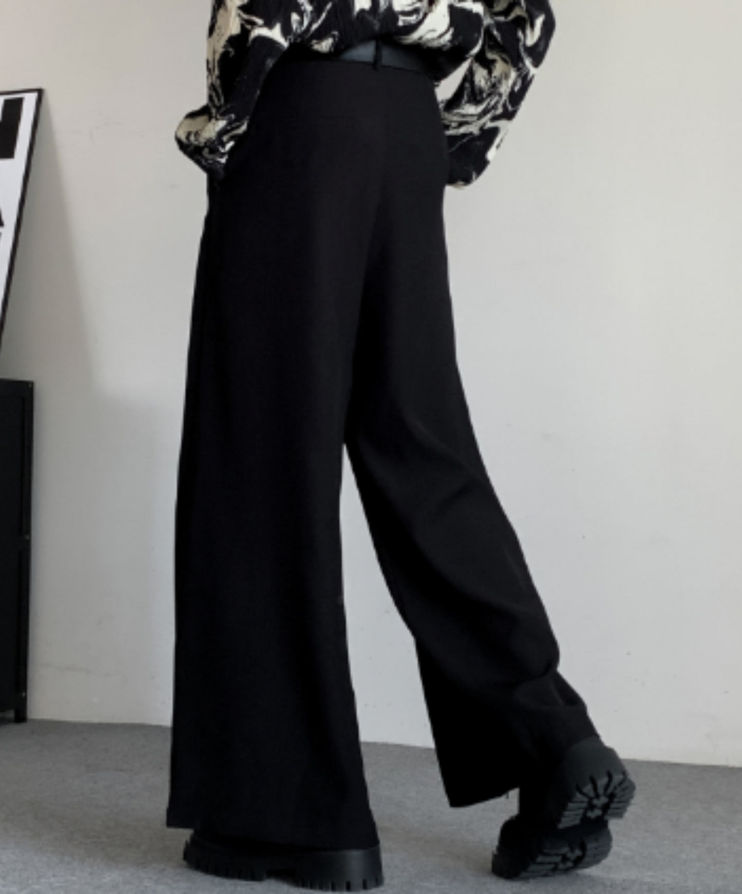 dark lazy drape layer wide pants EN2117