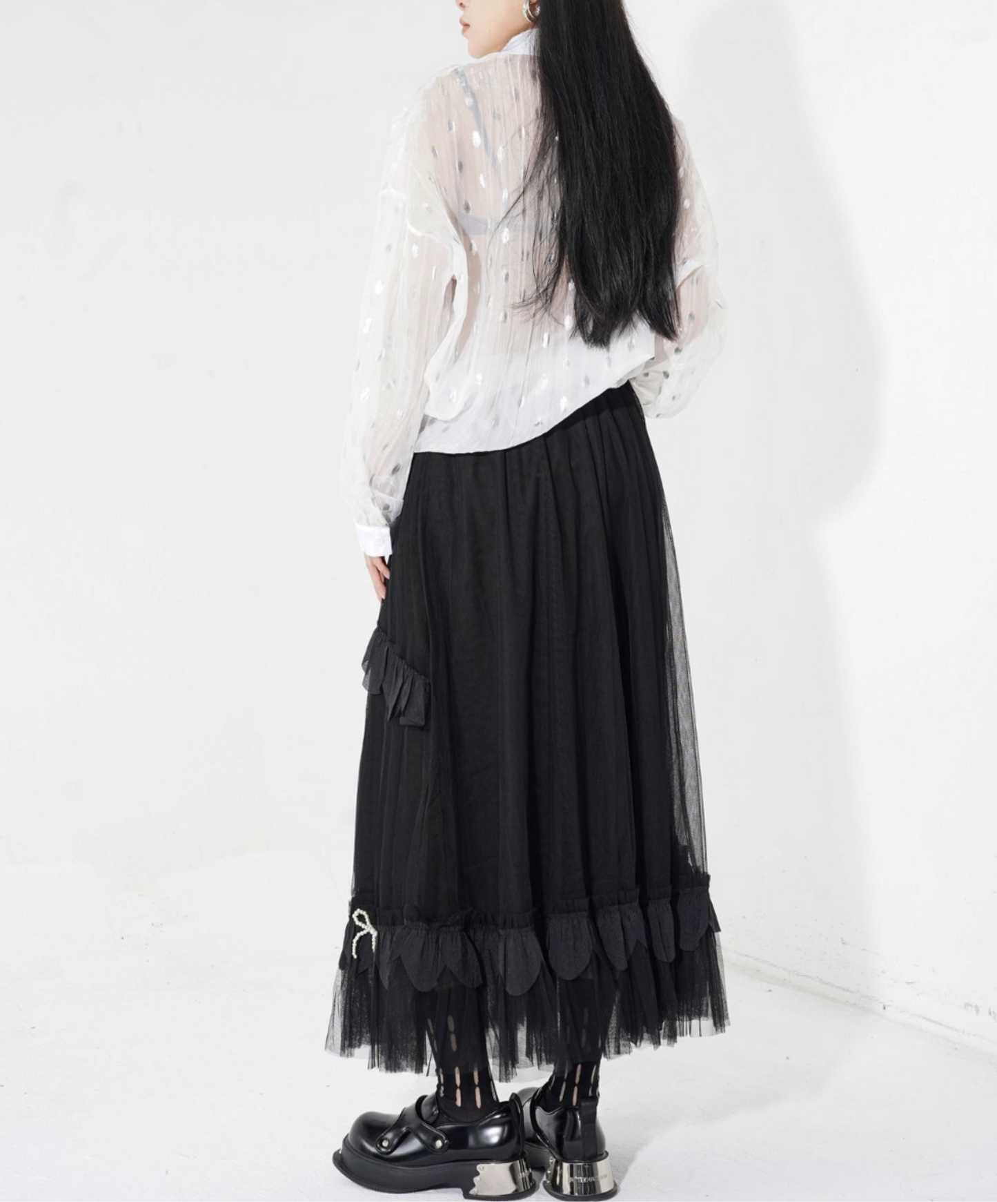 petite pearl ribbon voluminous skirt EN2287