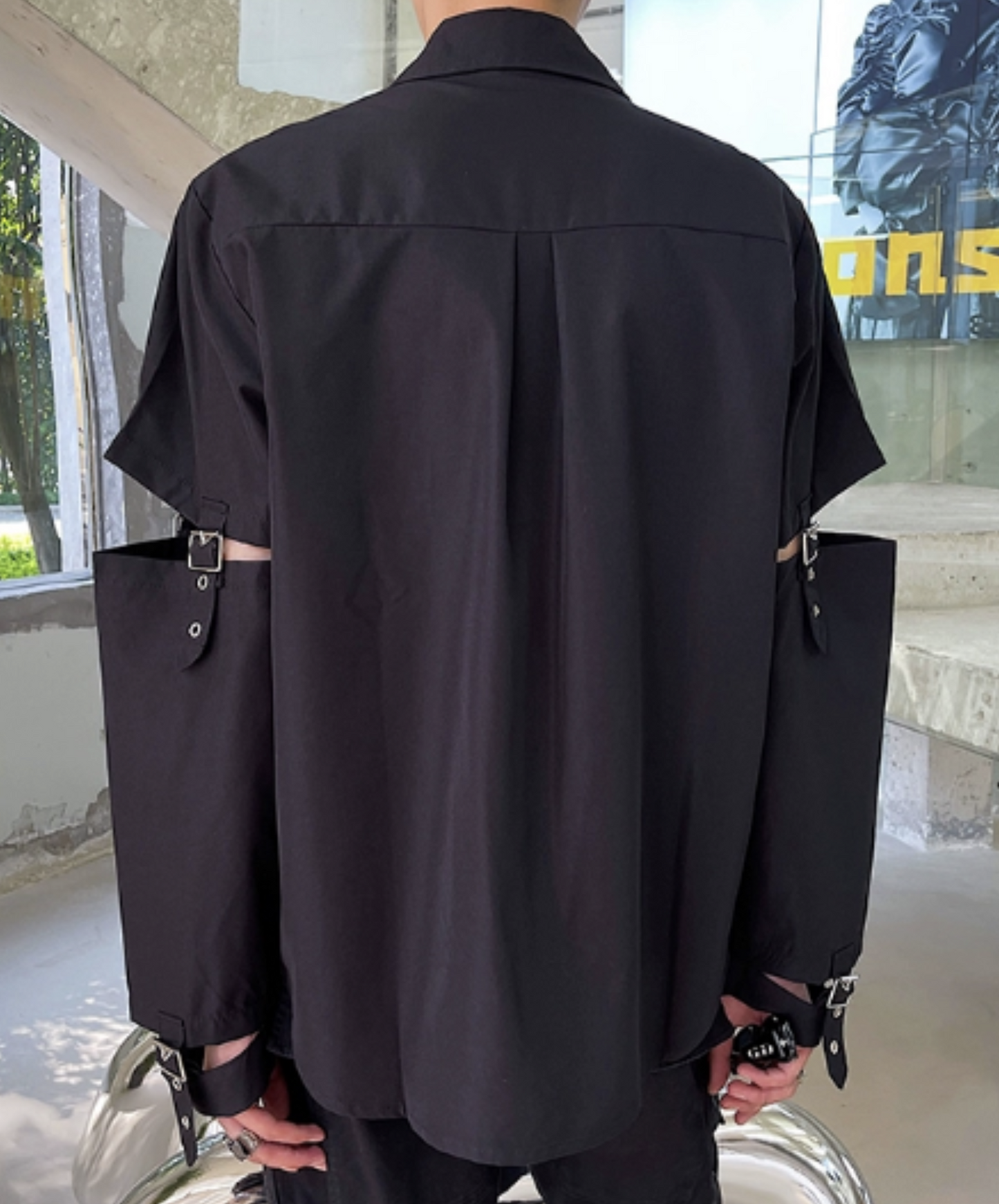 dark buckle decoration shirt EN1052