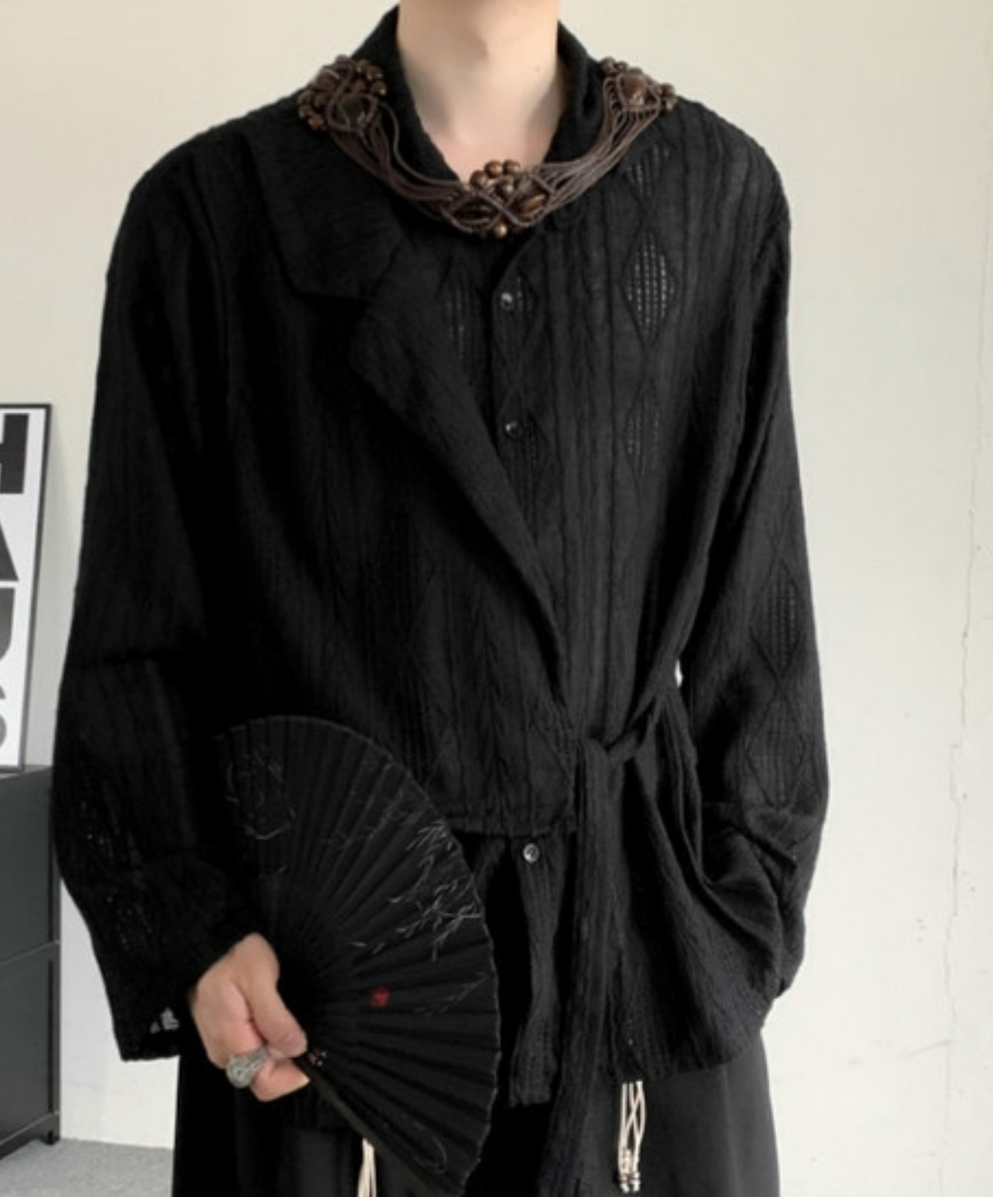 chinese style strap jacquard shirt EN2369