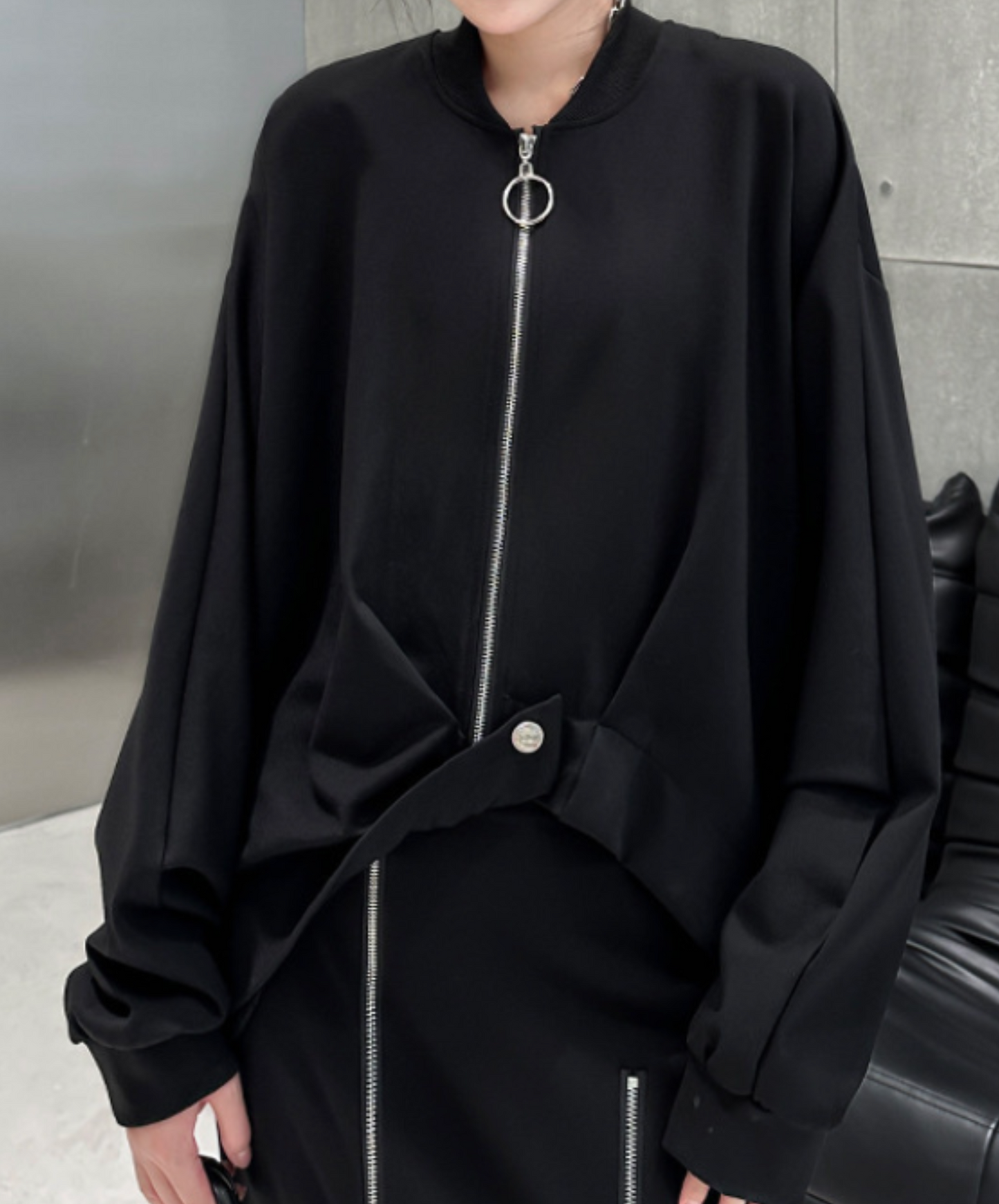 dark deformed hem design jacket EN2356