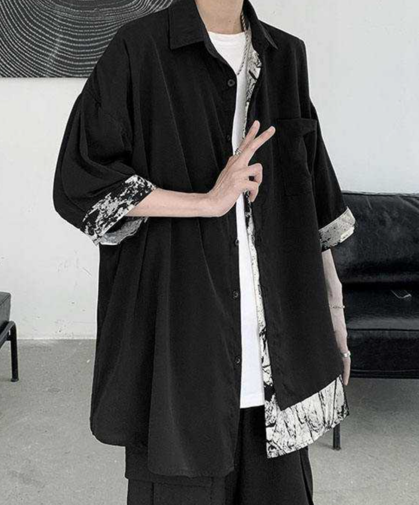 ink painting design fake two piece shirt EN1759