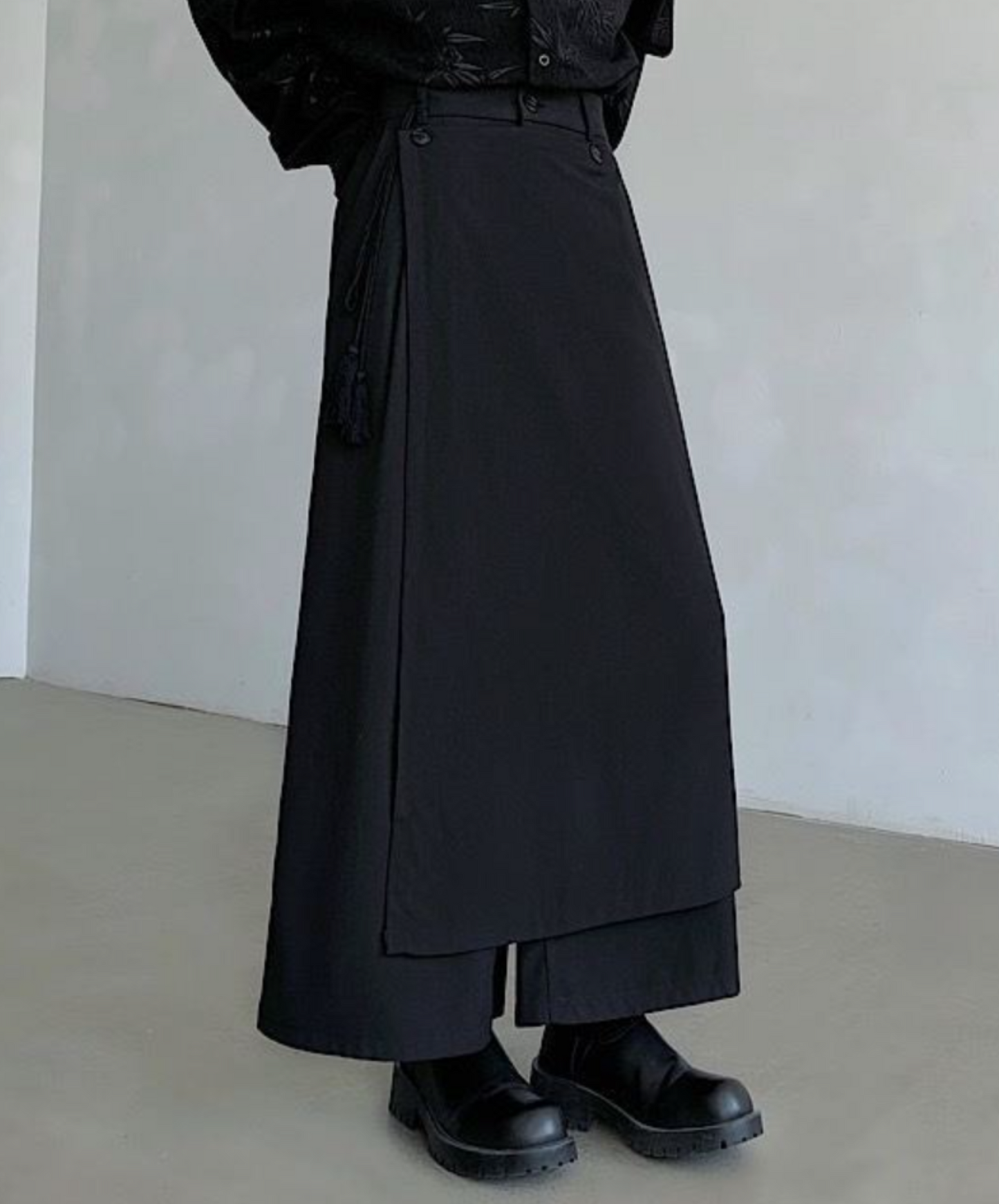 dark chinese style 2way casual wide pants EN1608