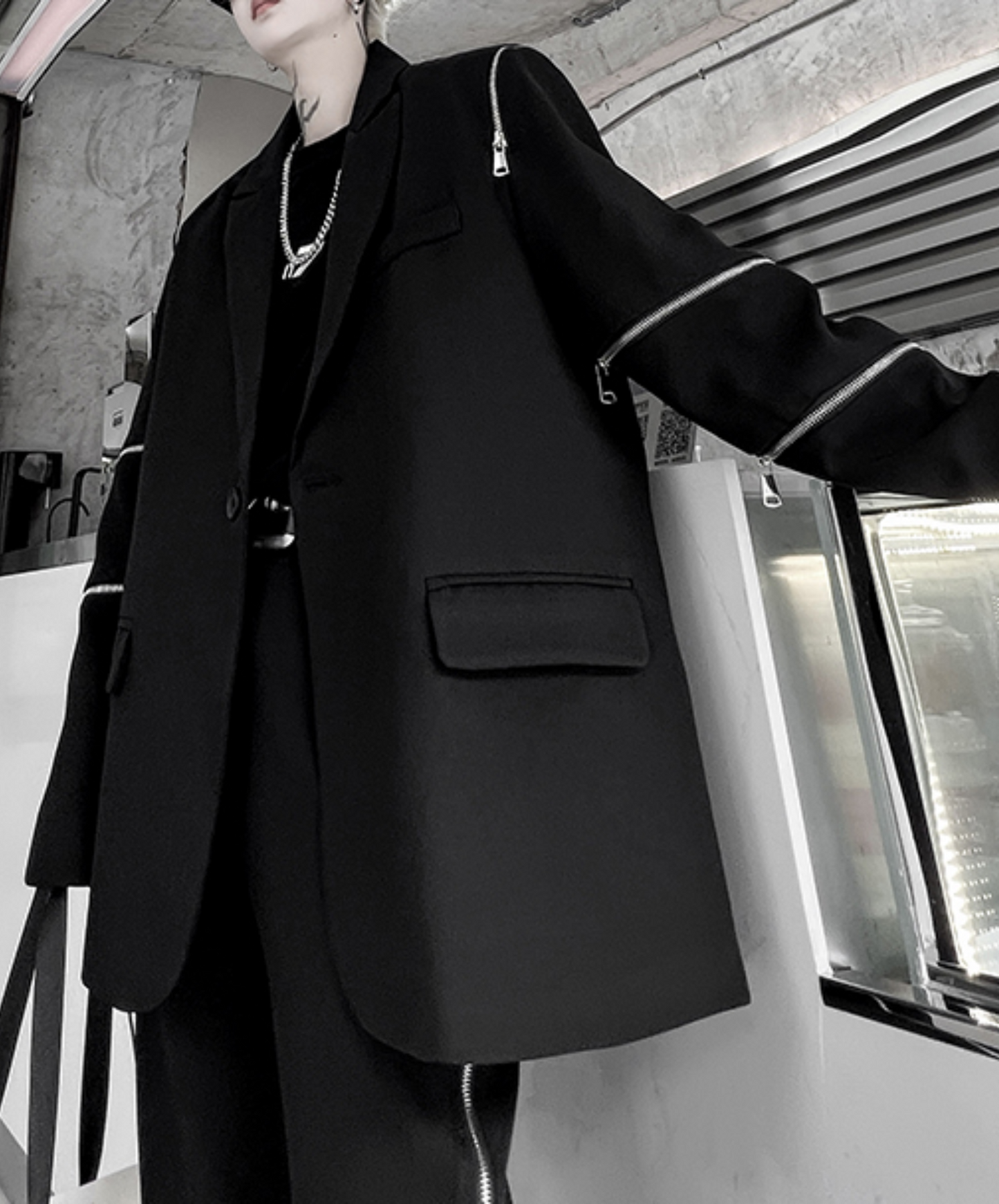 【style65】dark mode outfit set EN1884(jacket + shirt + pants set)