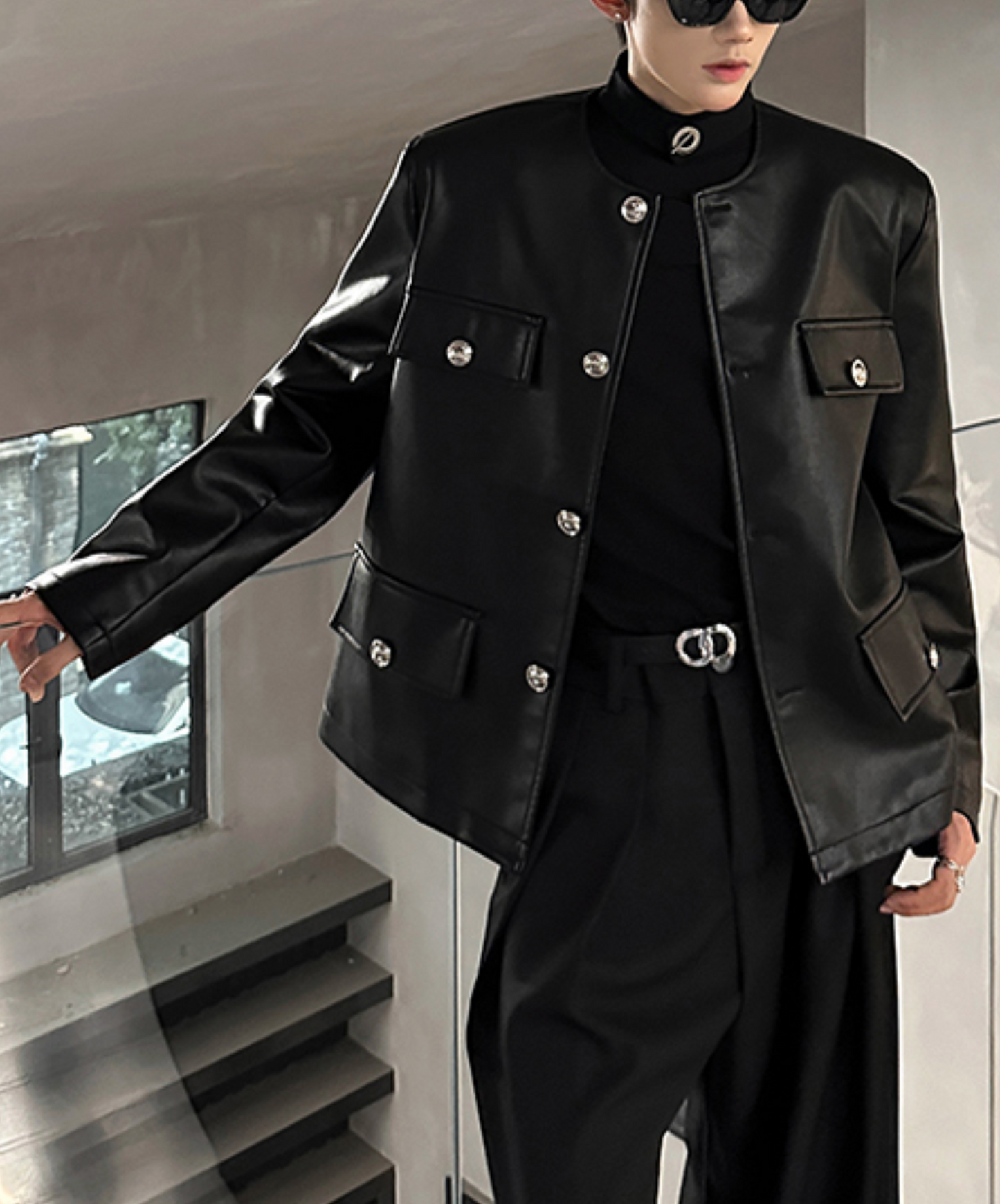 pu leather short riders jacket EN2474