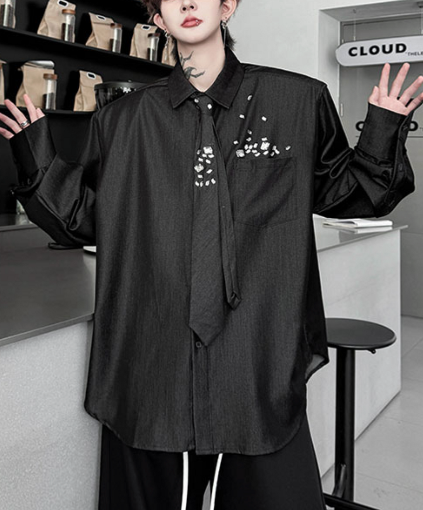 casual denim tie included shirt EN2470