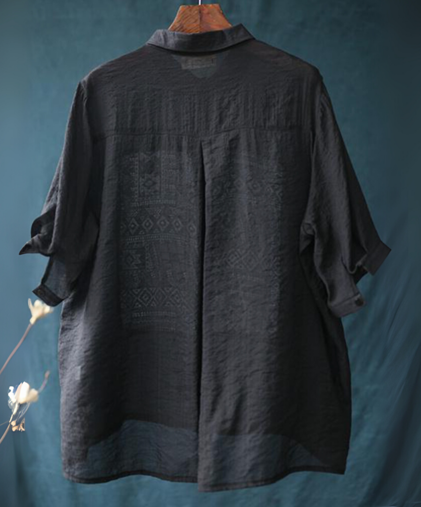 paisley print tencel ramie short sleeves shirt EN2268