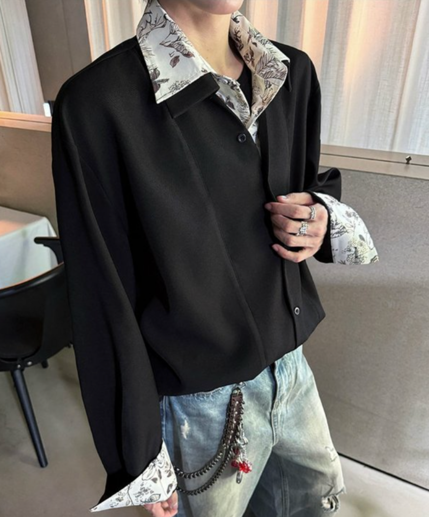 floral print fake two-piece shirt EN2309
