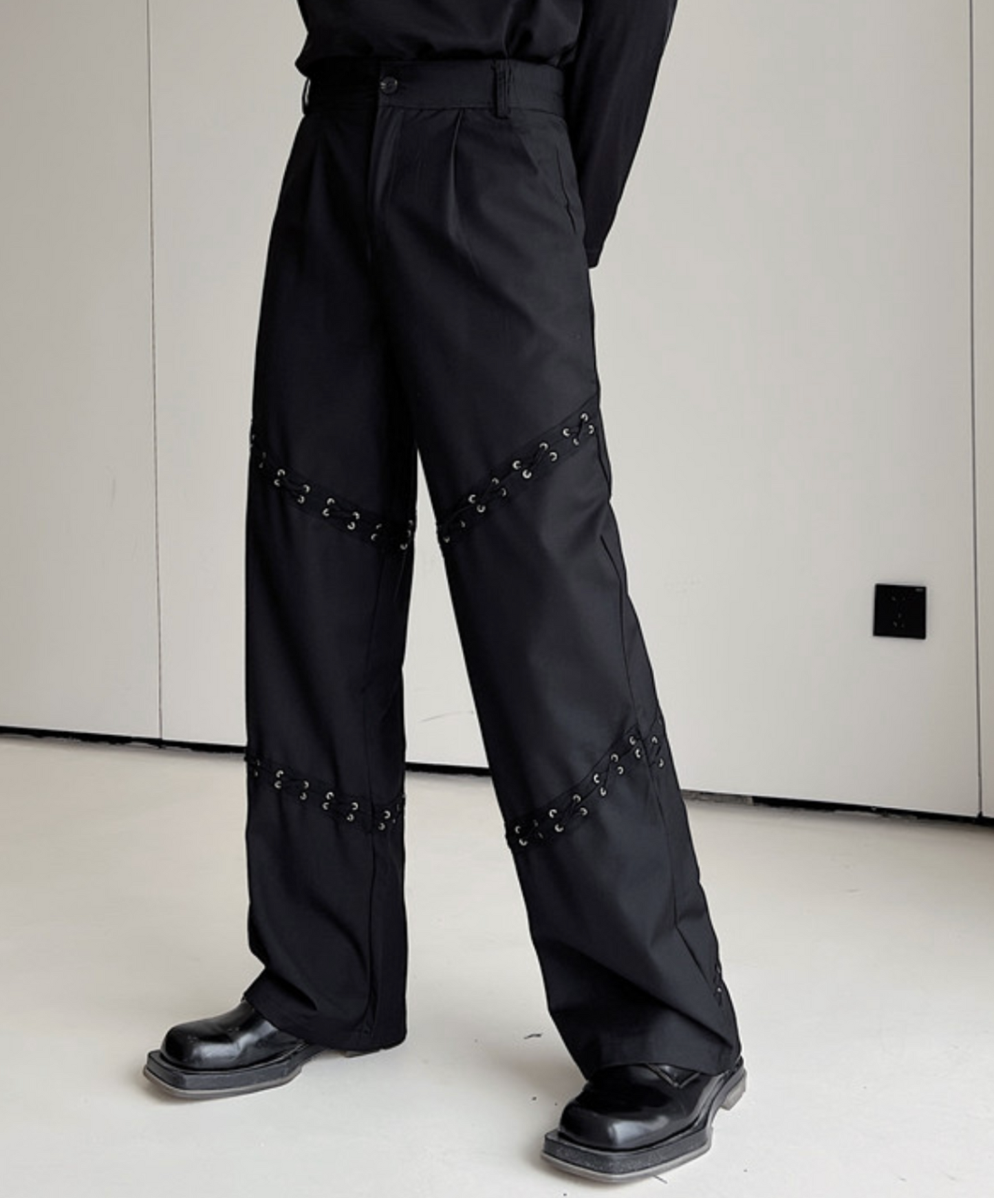 elastic waistband with perforated ribbon pants EN2120