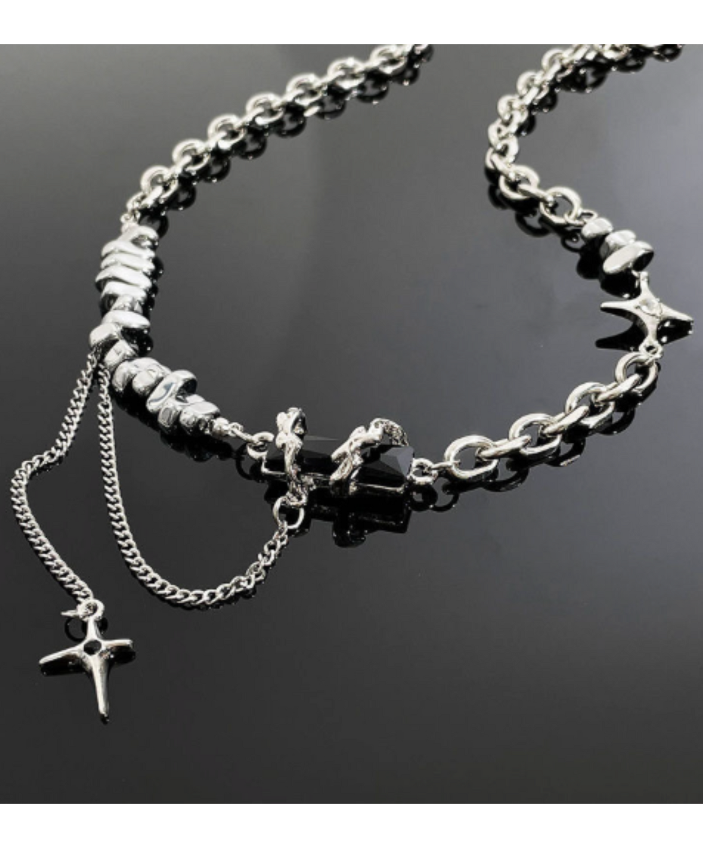 baroque stone and cross necklace EN1980