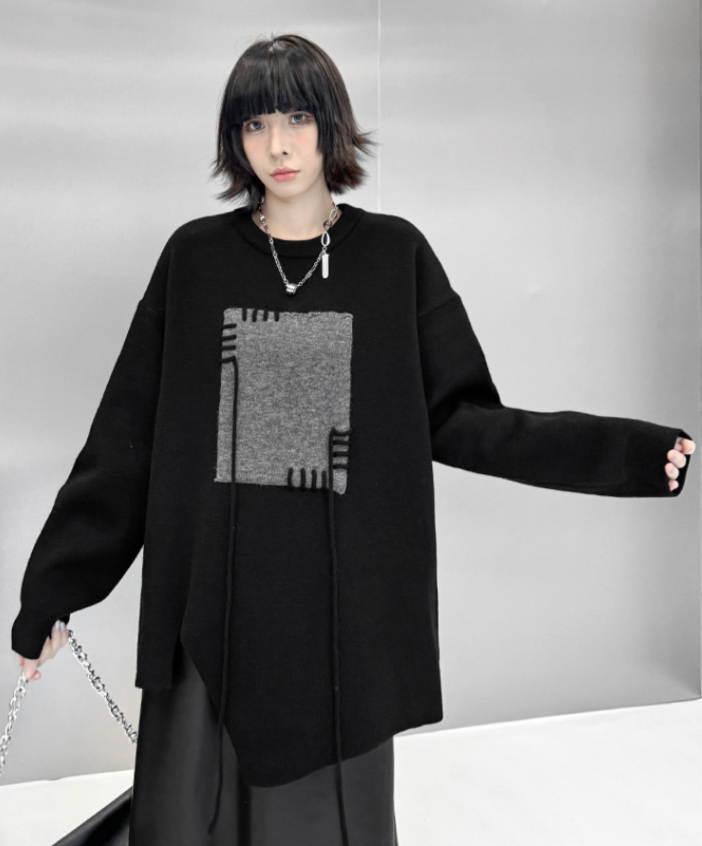 jacquard stitched motif sweater EN2469