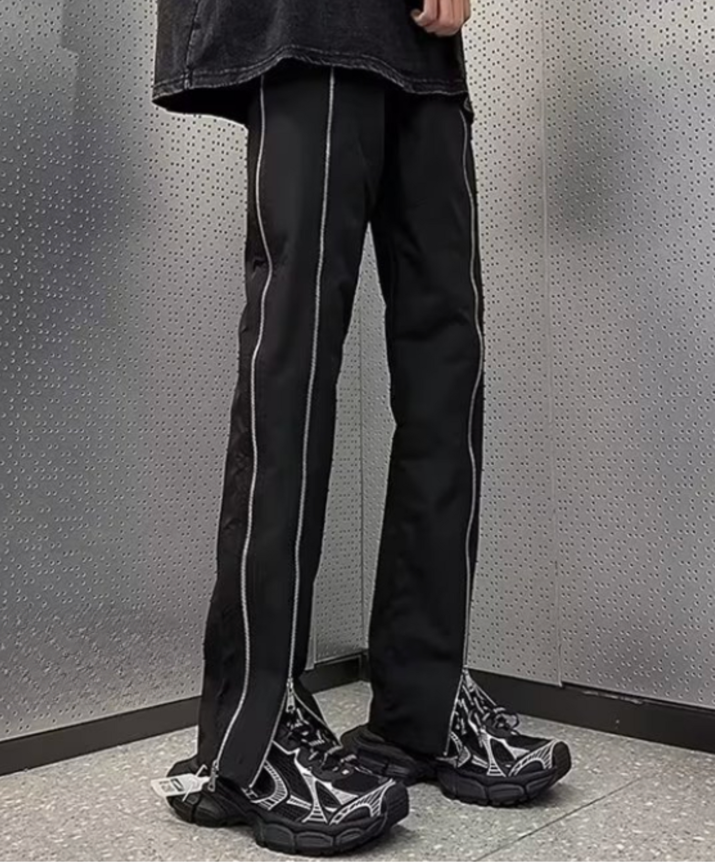 double zipper line pants EN2409
